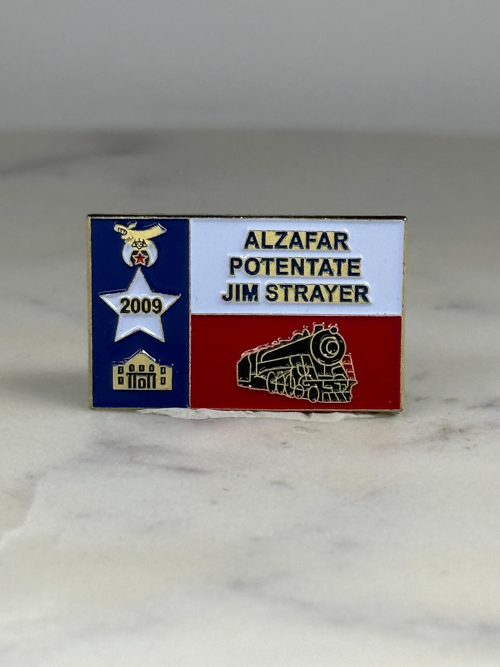 Alzafar Potentate Train Pin: Texas Flag Enamel - 2009 Fraternal Accessory