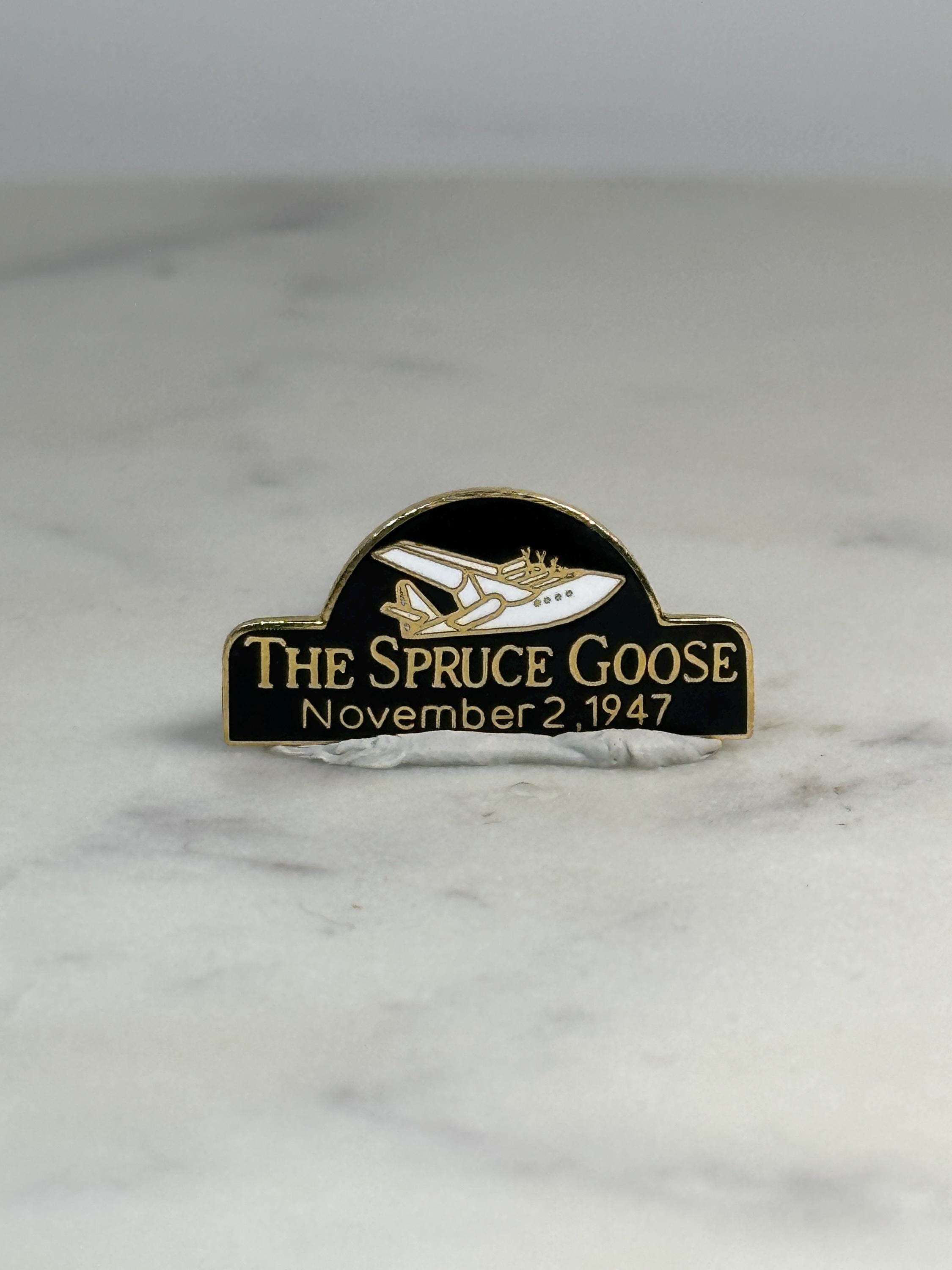 Spruce Goose Airplane Pin: Black & Gold Enamel - Aviation History Accessory