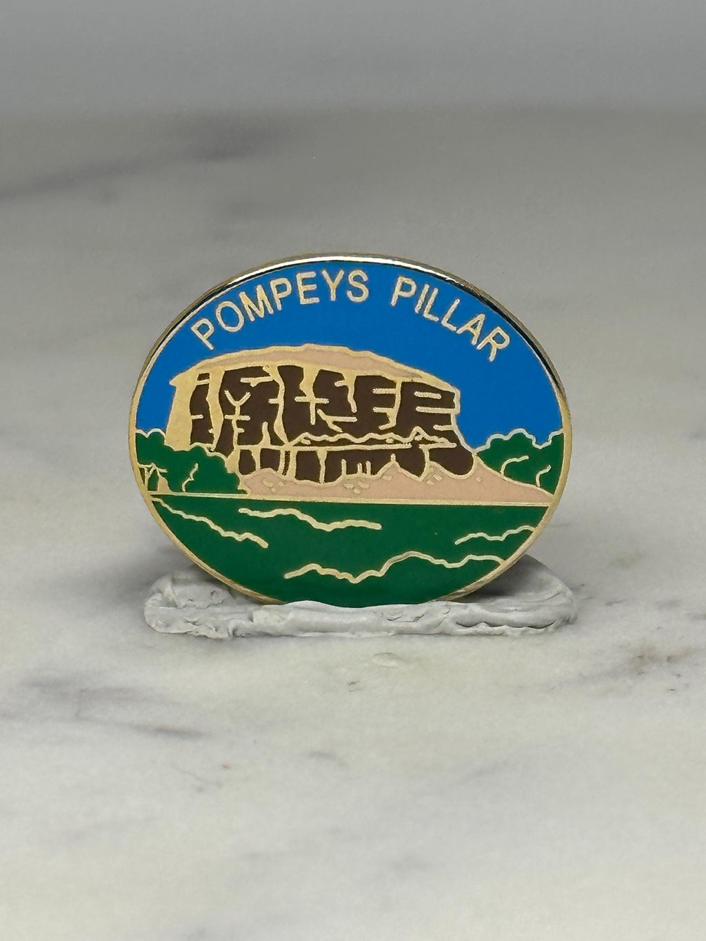 Pompeys Pillar Souvenir Pin: Gold Trim Enamel - Travel Landmark Accessory