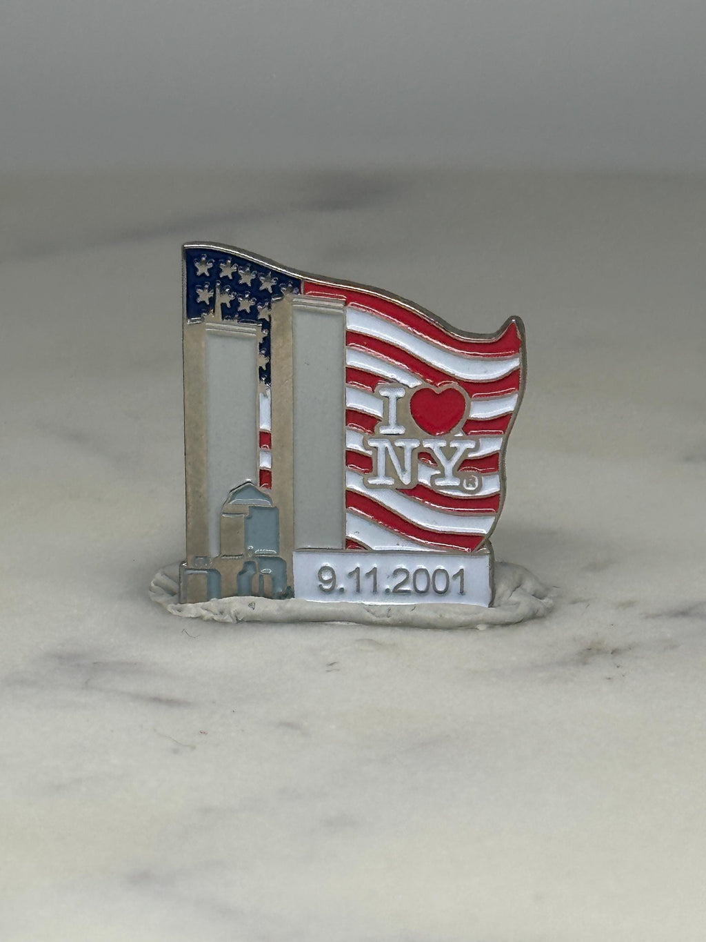 9/11 Memorial Lapel Pin: Red White Enamel - Patriotic Tribute Accessory