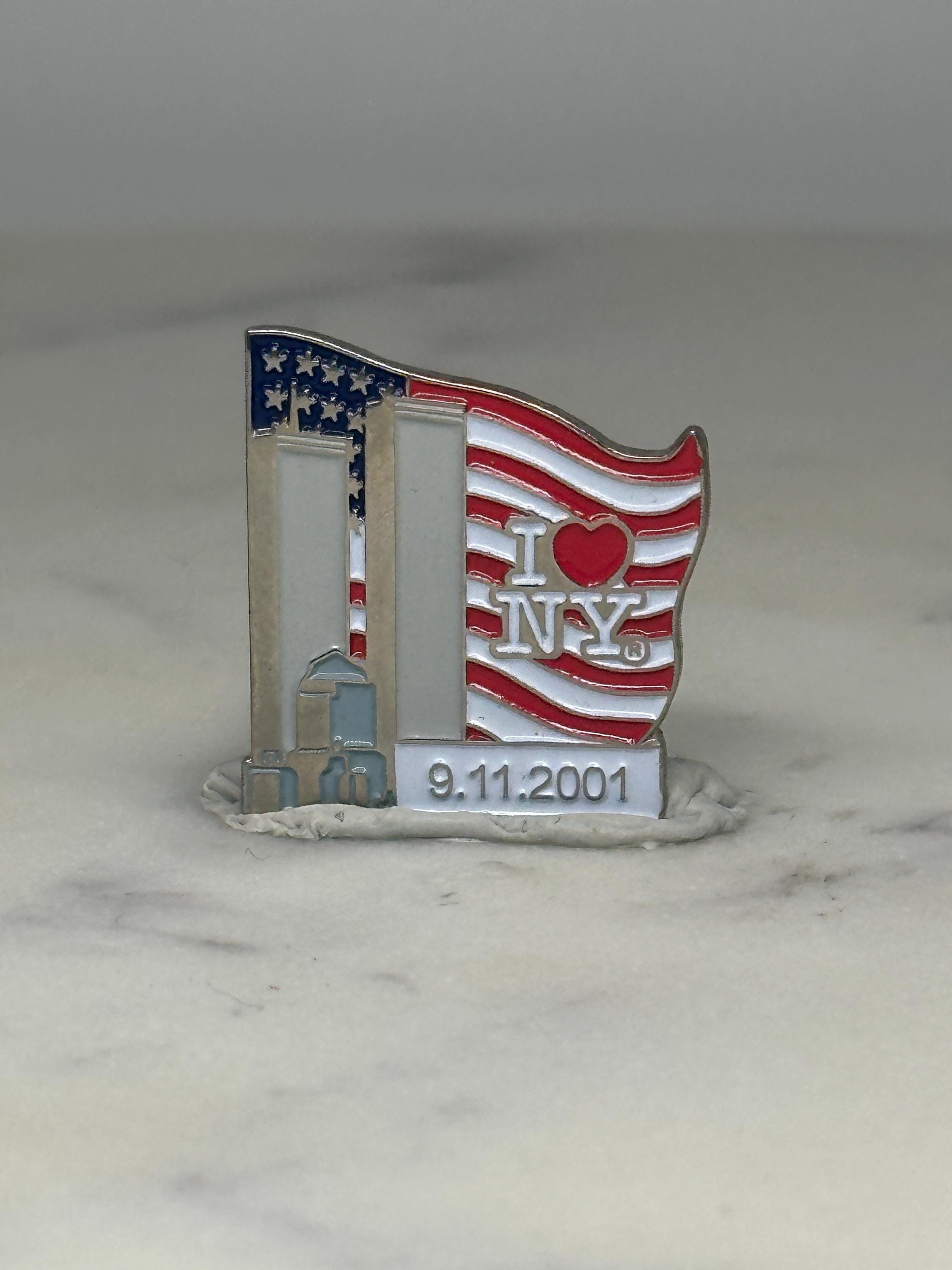 9/11 Memorial Lapel Pin: Red White Enamel - Patriotic Tribute Accessory