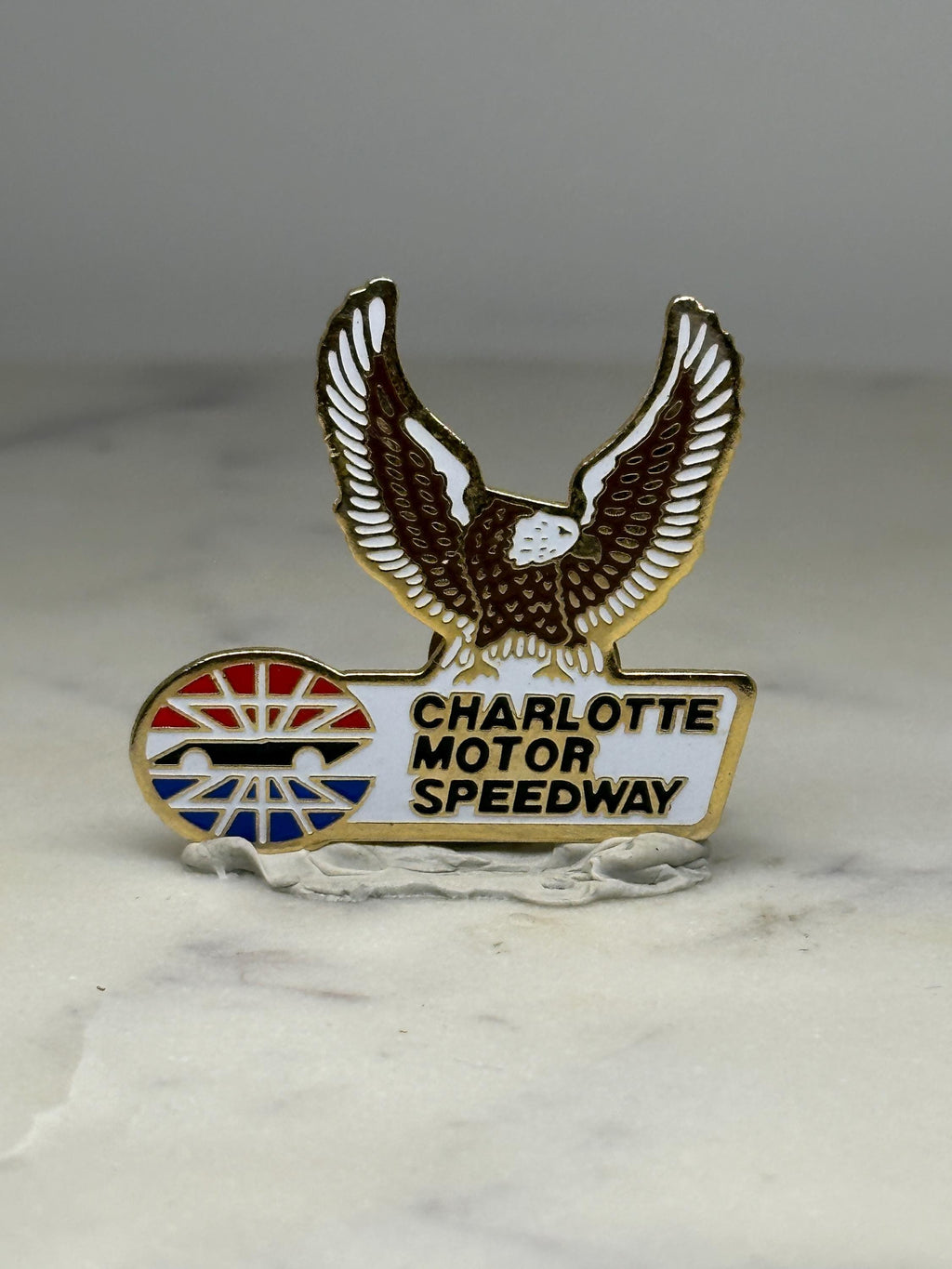 Charlotte Motor Speedway Pin: Bald Eagle Enamel - Vintage Racing Accessory