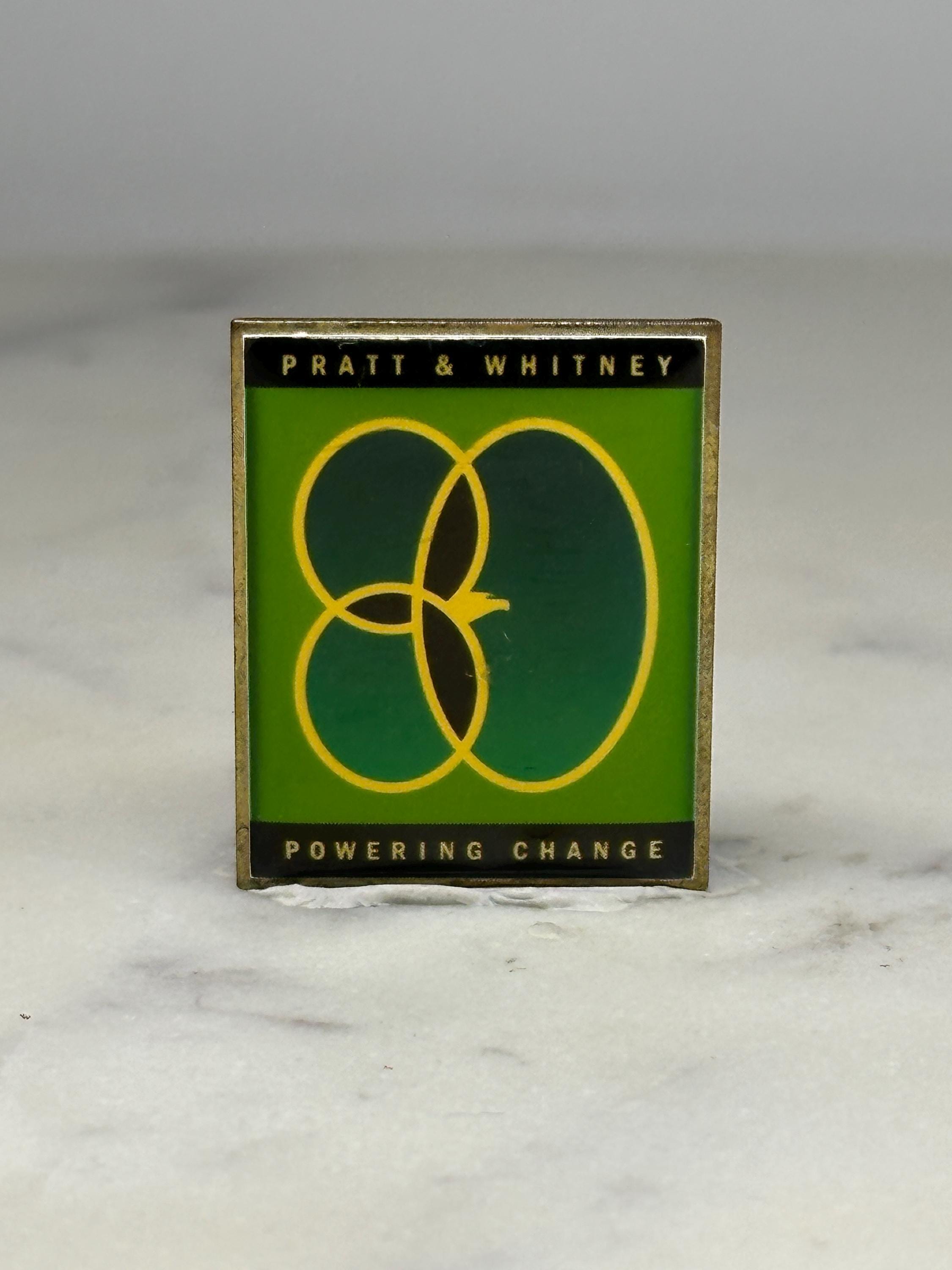 Pratt & Whitney Square Pin: Green Enamel Logo - Industrial Era Accessory