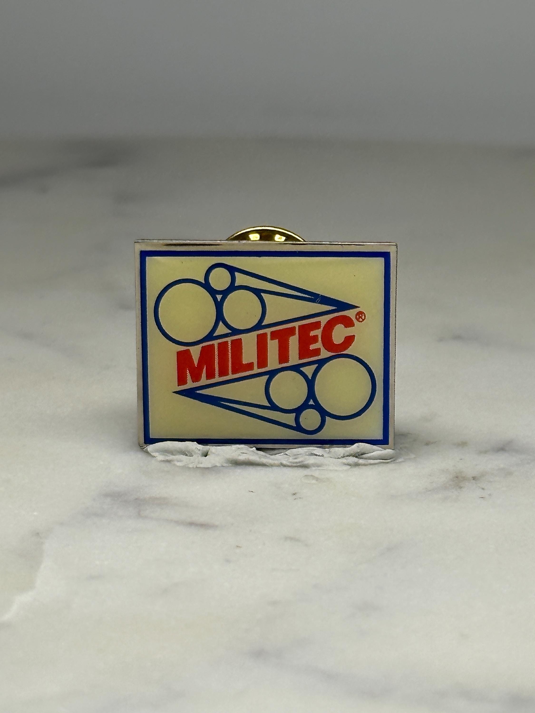 Militec Company Logo Pin: Red Blue Enamel - Industrial Career Accessory