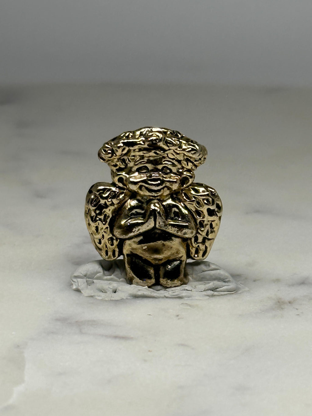 Praying Angel Lapel Pin: Gold-Tone Metal - Vintage Religious Accessory