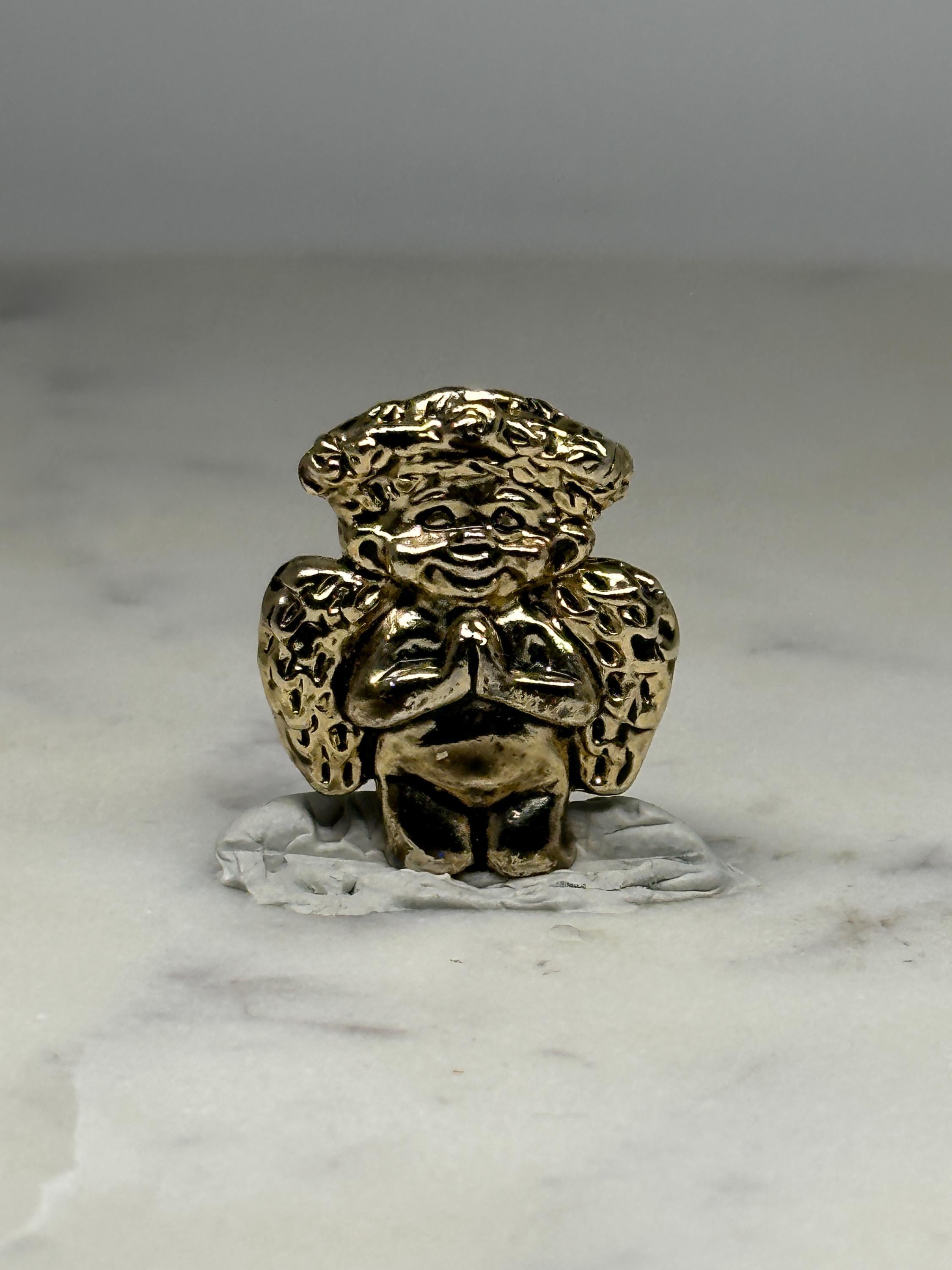 Praying Angel Lapel Pin: Gold-Tone Metal - Vintage Religious Accessory