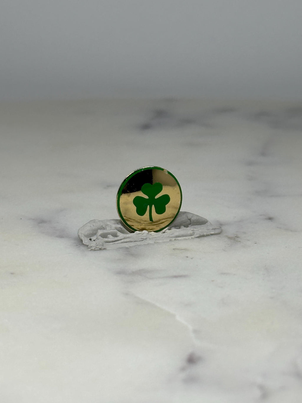 Shamrock Enamel Pin: Gold and Green Finish - Vintage Luck Accessory