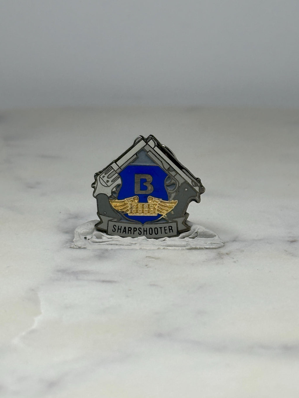 Brink's Sharpshooter Pin: Silver & Blue Emblem - Tactical Award Accessory