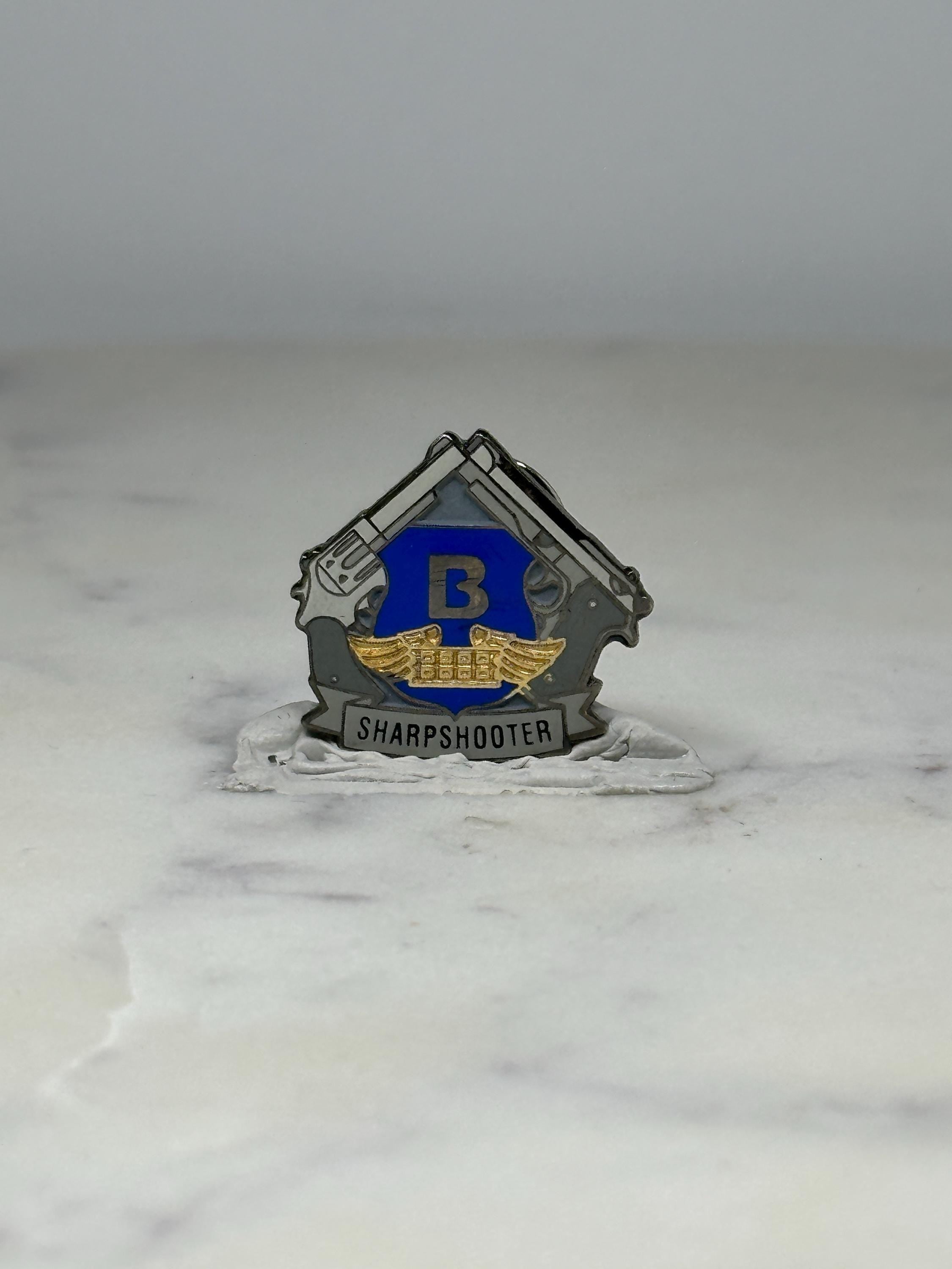 Brink's Sharpshooter Pin: Silver & Blue Emblem - Tactical Award Accessory