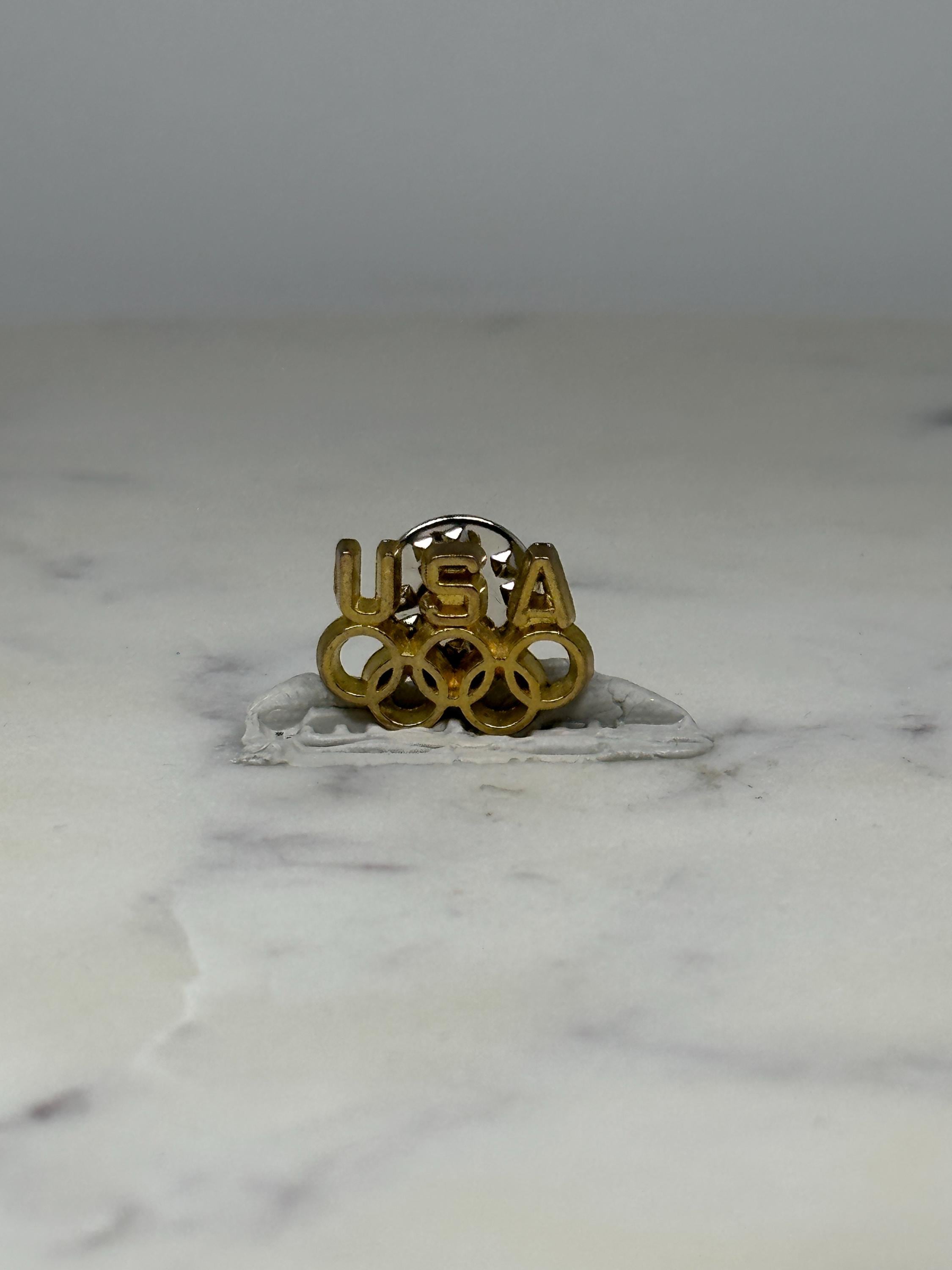 USA Olympic Pin: Gold Tone Enamel - Vintage Sports Accessory