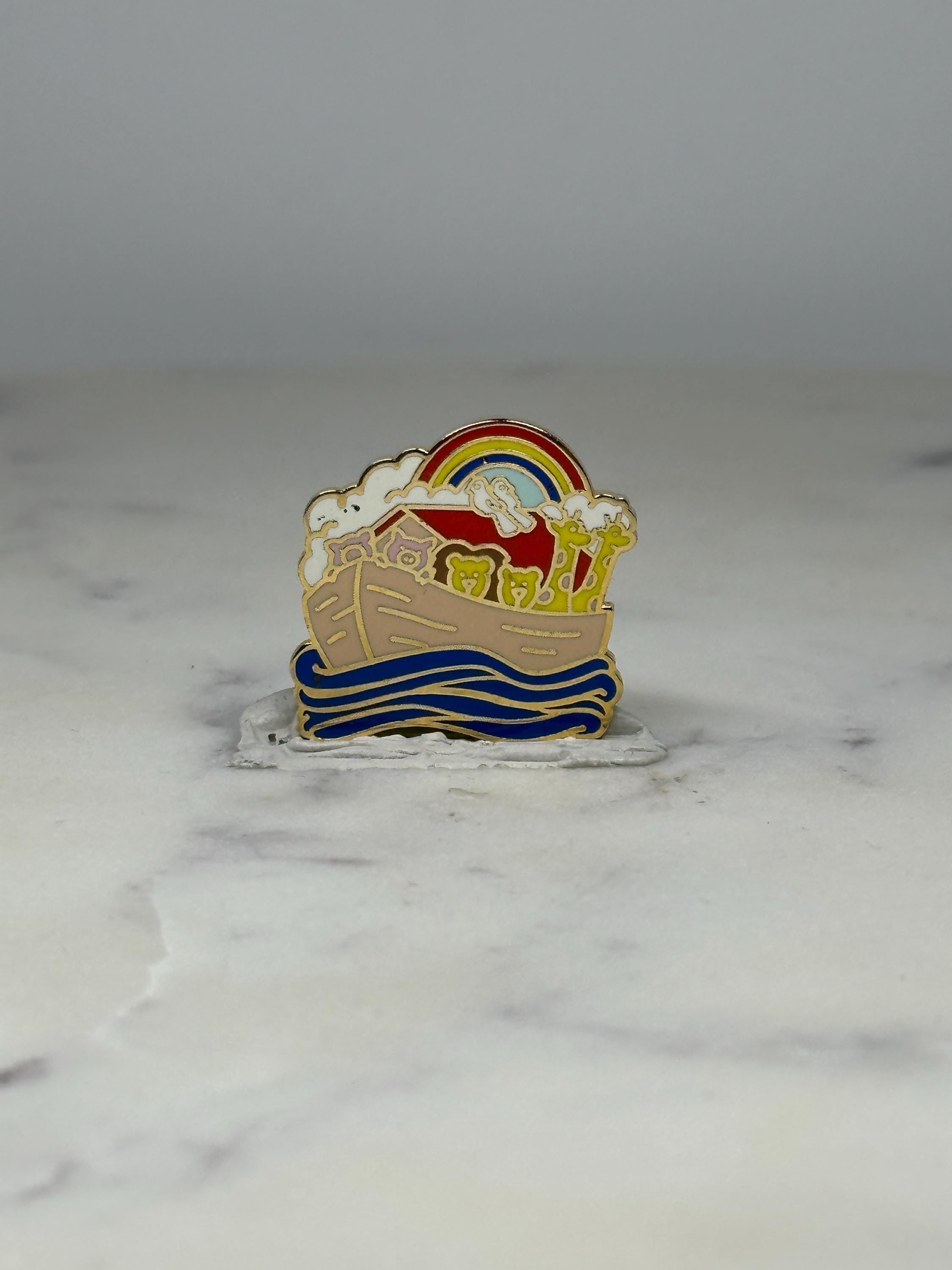 Noah's Ark Lapel Pin: Enamel Rainbow Finish - Religious Accessory