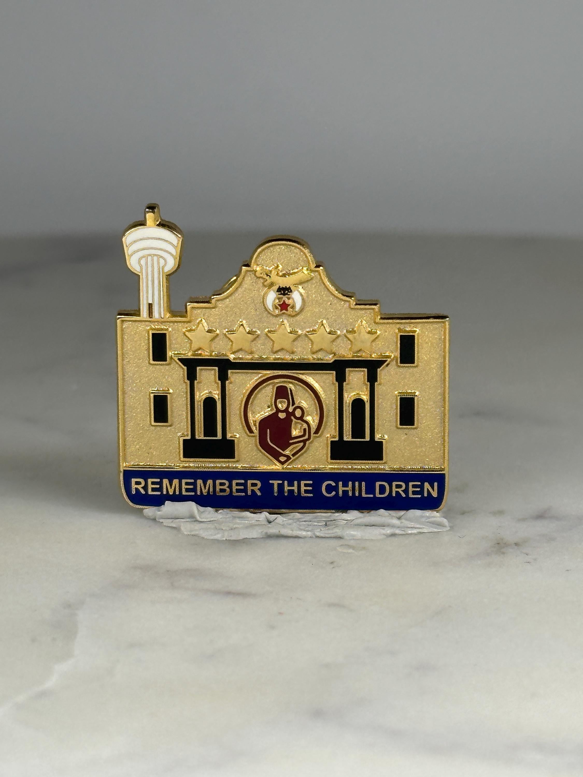 Remember the Children Shriners Pin: Gold Enamel Finish - Memorial Accessory