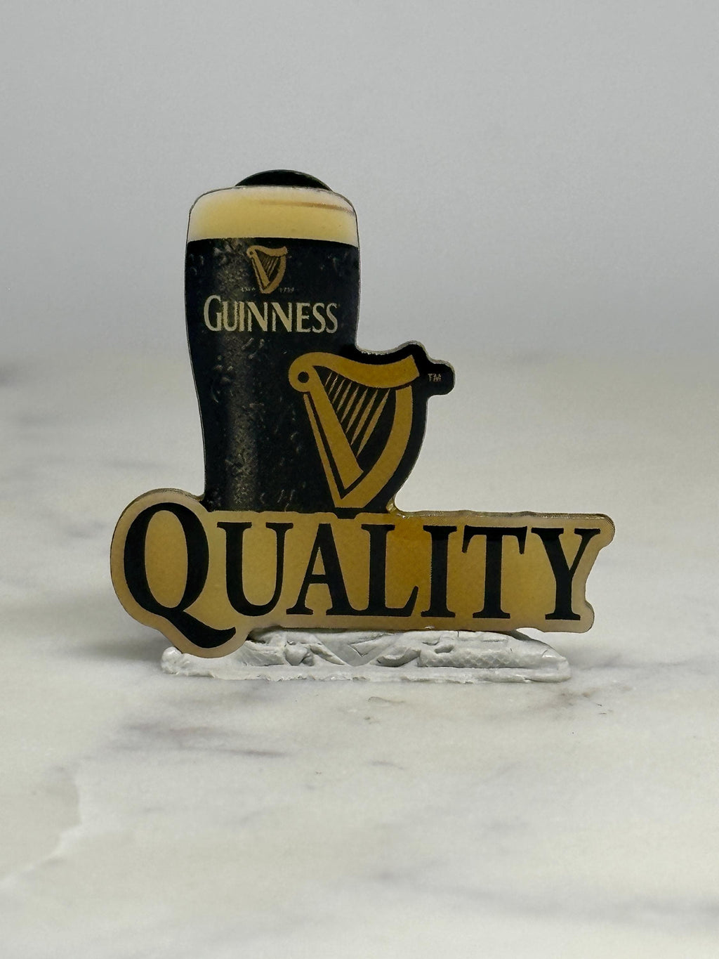Guinness Beer Pin: Black & Gold Enamel - Vintage Pub Accessory