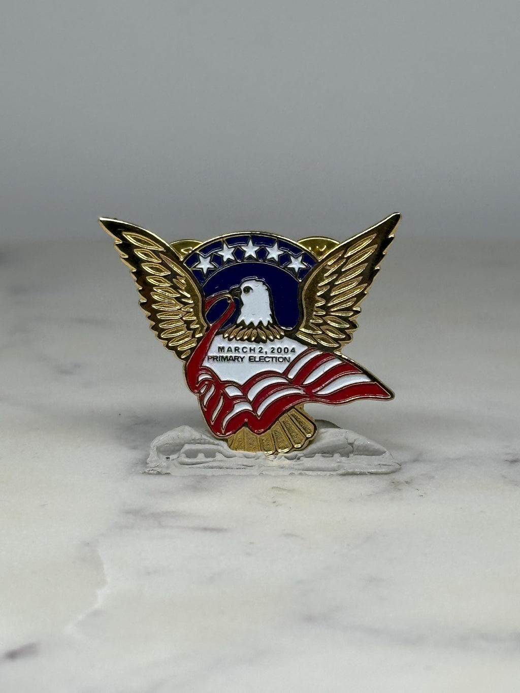 Eagle Primary Election Pin: Gold Red White Blue Enamel - 2004 Patriotic Accessory