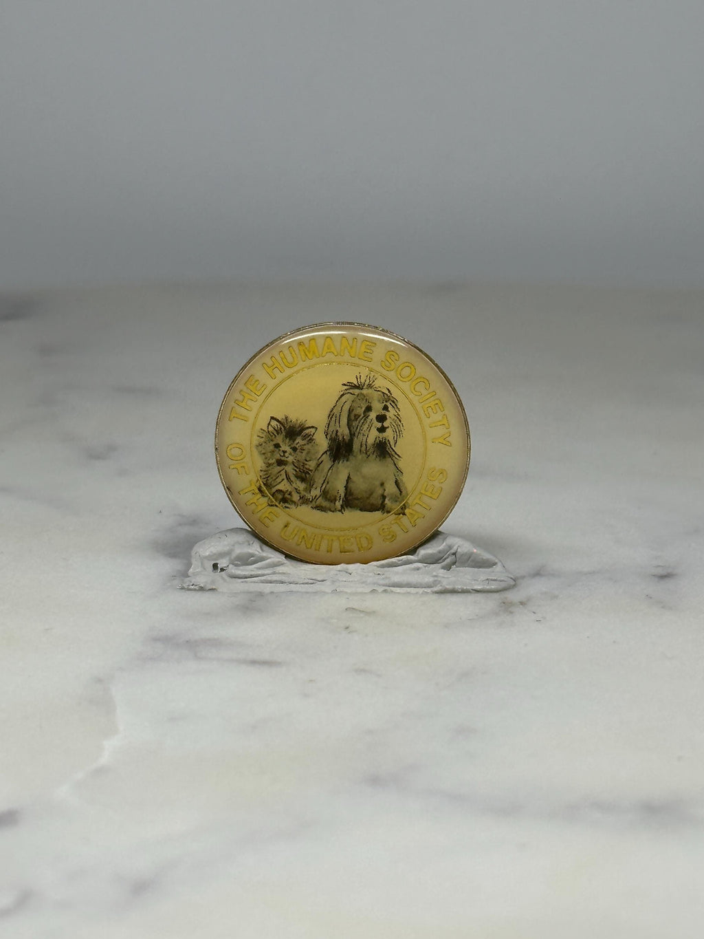 Humane Society Animal Pin: Yellow Enamel Finish - Vintage Charity Accessory