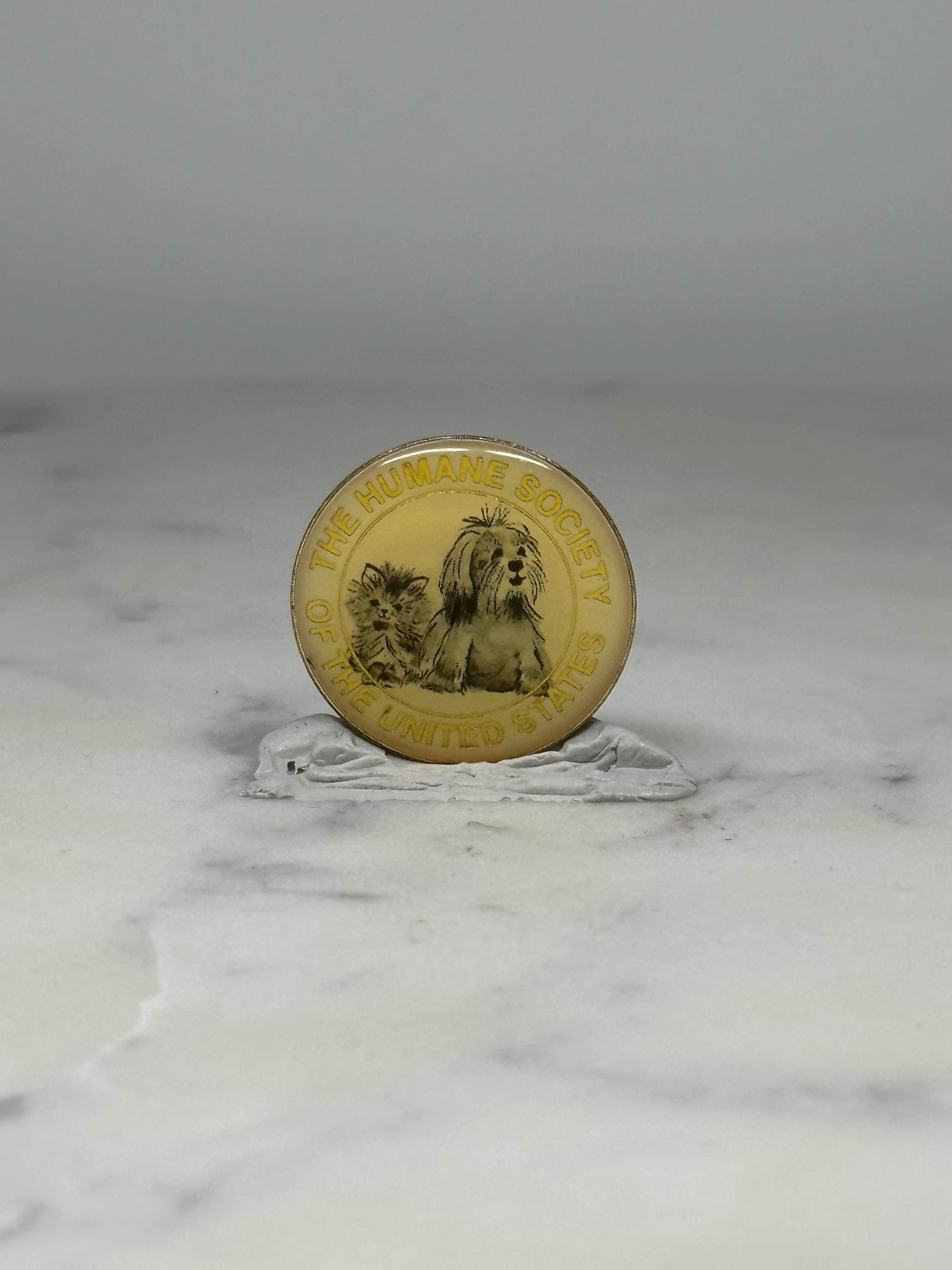 Humane Society Animal Pin: Yellow Enamel Finish - Vintage Charity Accessory