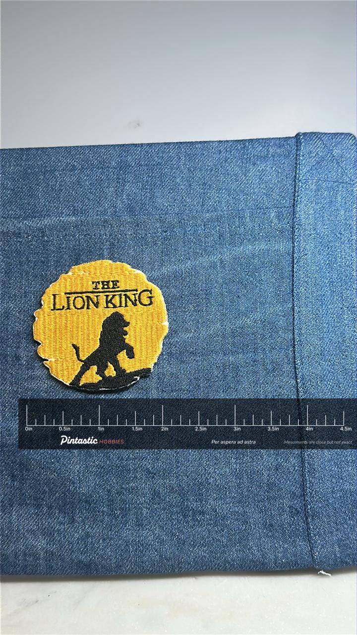 Lion King Collectable Patch: Yellow & Black Silhouette - 90s Disney Accessory with ruler overlay for size reference