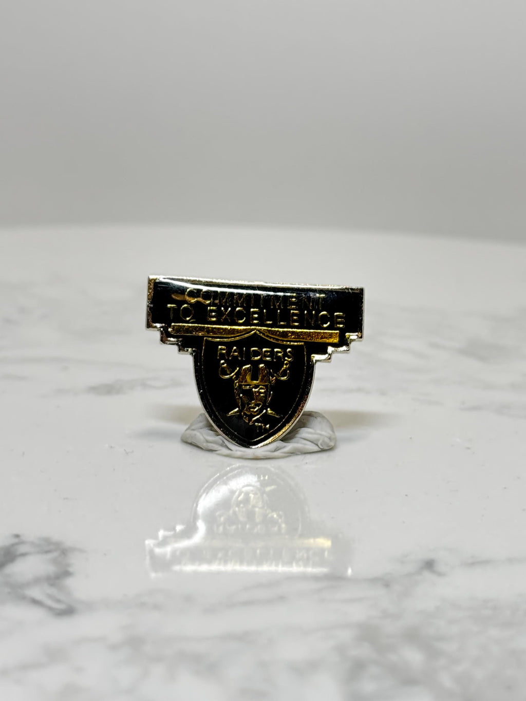 Raiders Football Pin: Black & Gold Enamel - Vintage Sports Accessory