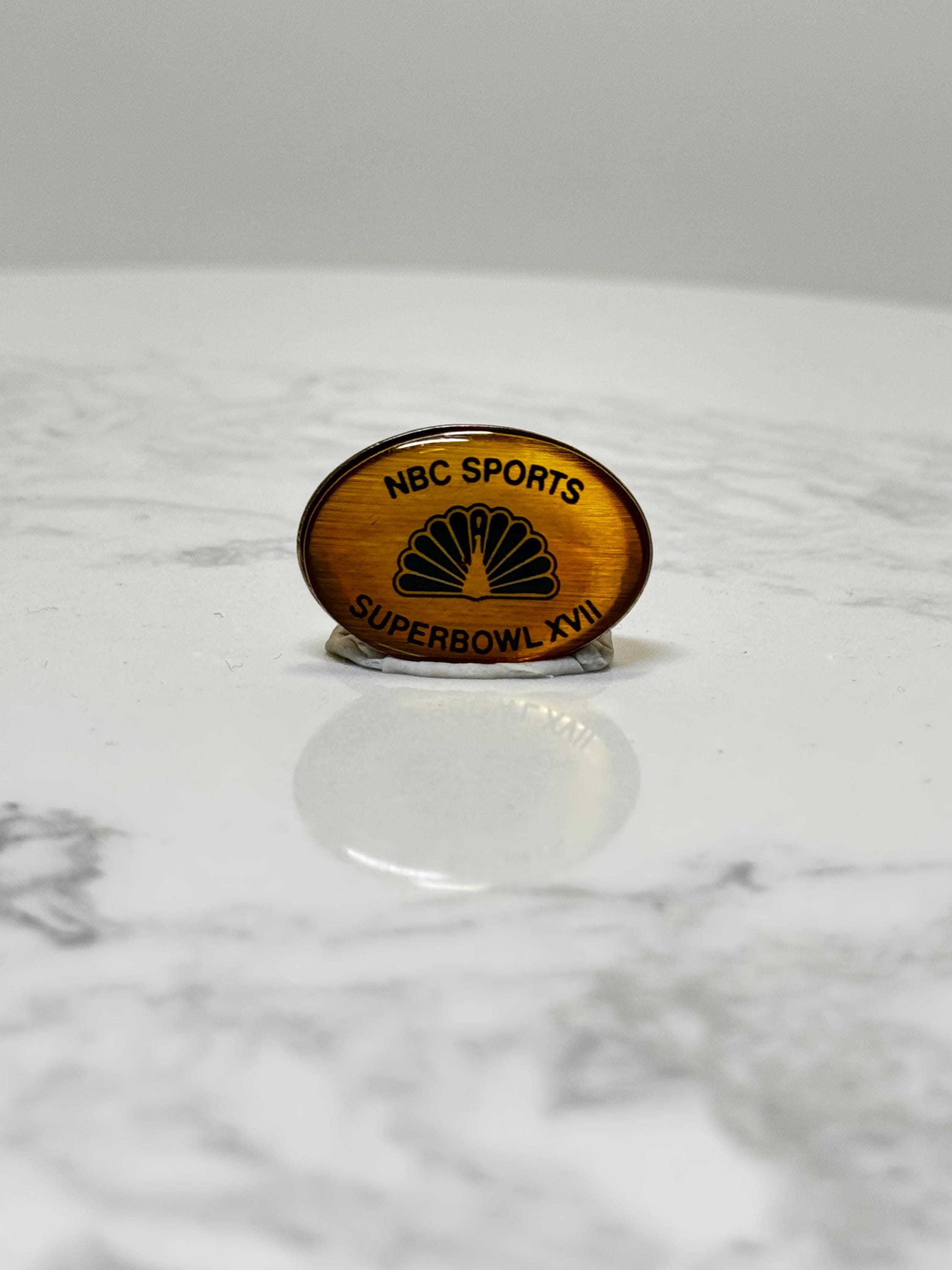 NBC Sports Super Bowl XVII Pin: Amber Enamel Oval - 1980s Sport Accessory