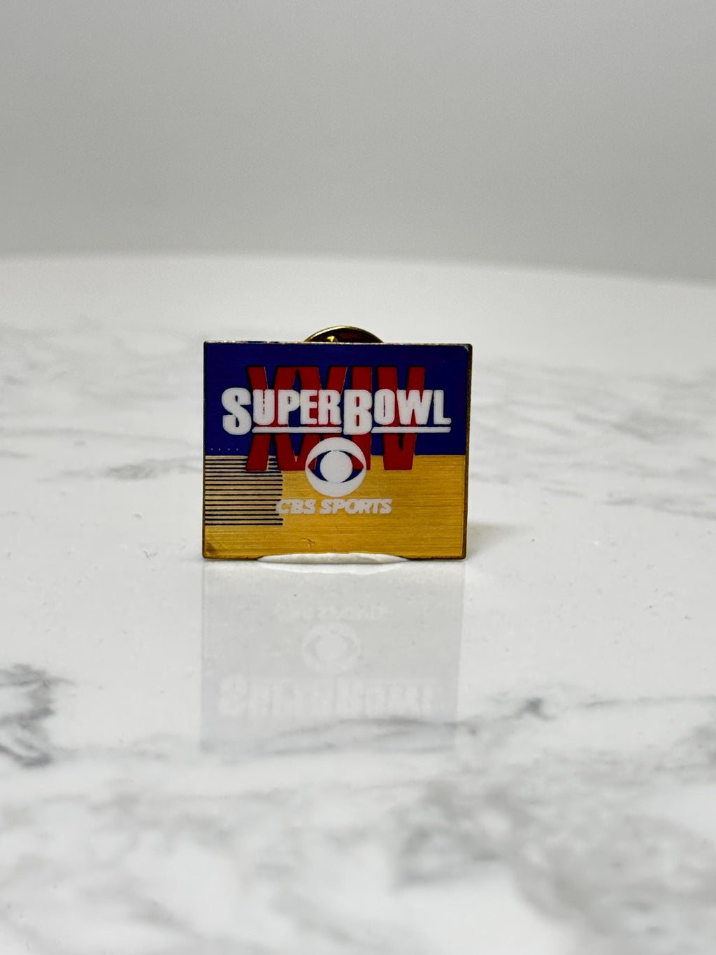 Super Bowl XXIV CBS Sports Pin: Enamel Gold Finish - 1990 NFL Accessory