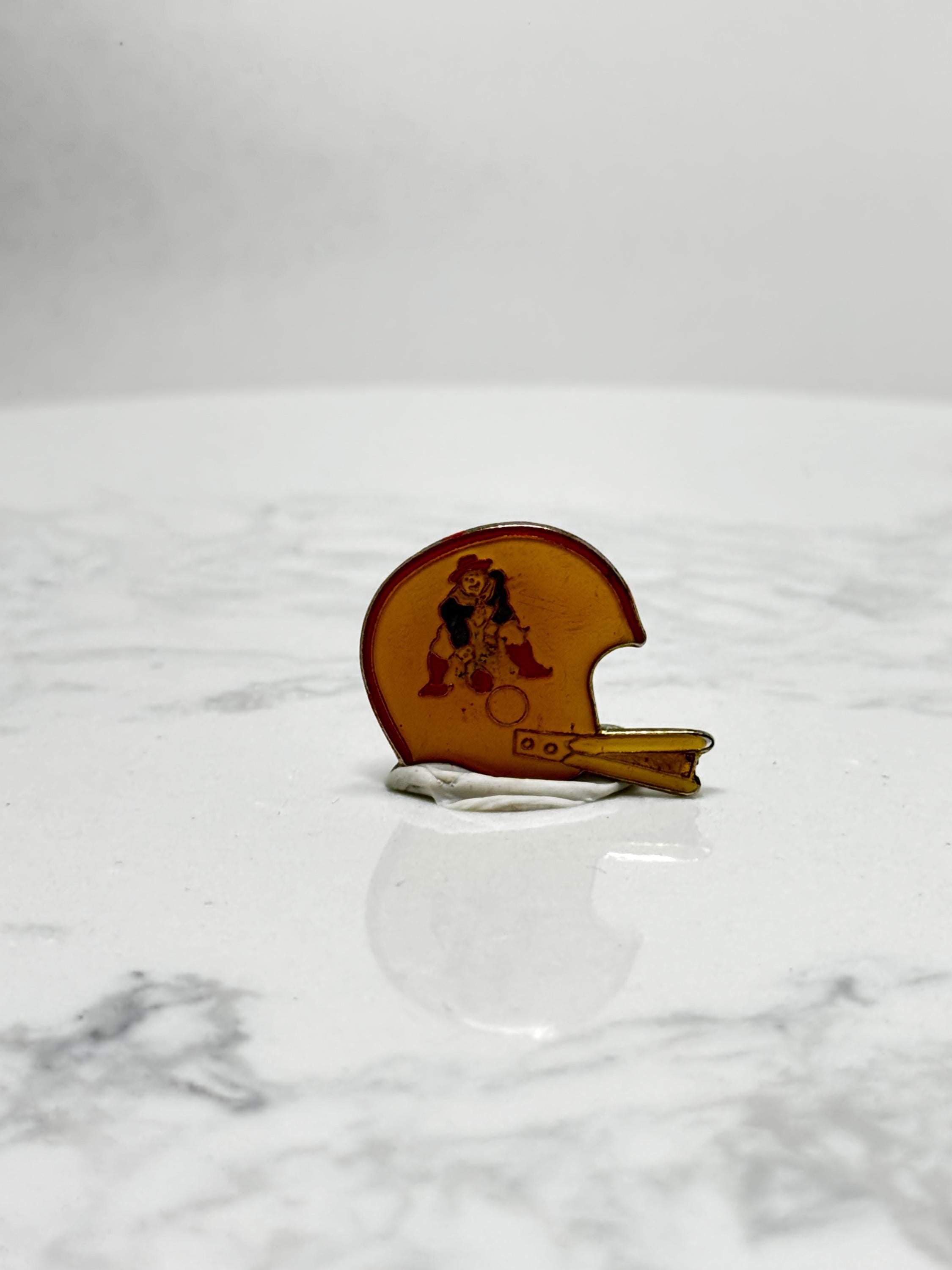 New England Patriots Helmet Pin: Amber Enamel Finish - Vintage Sports Accessory