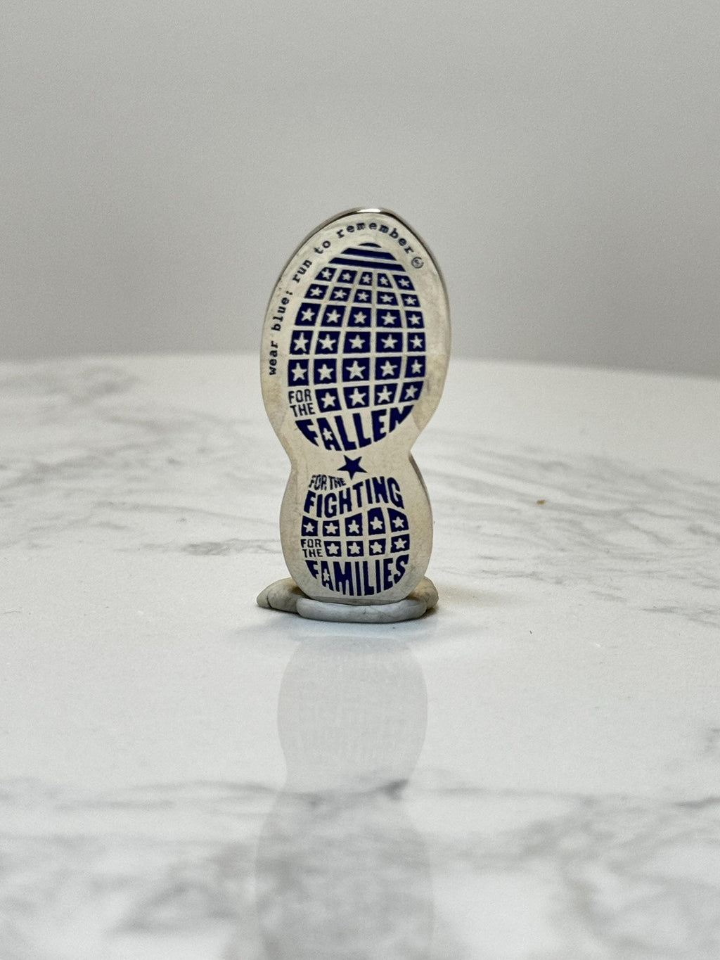 Wear Blue Memorial Pin: Blue Footprint Design - Military Tribute Accessory