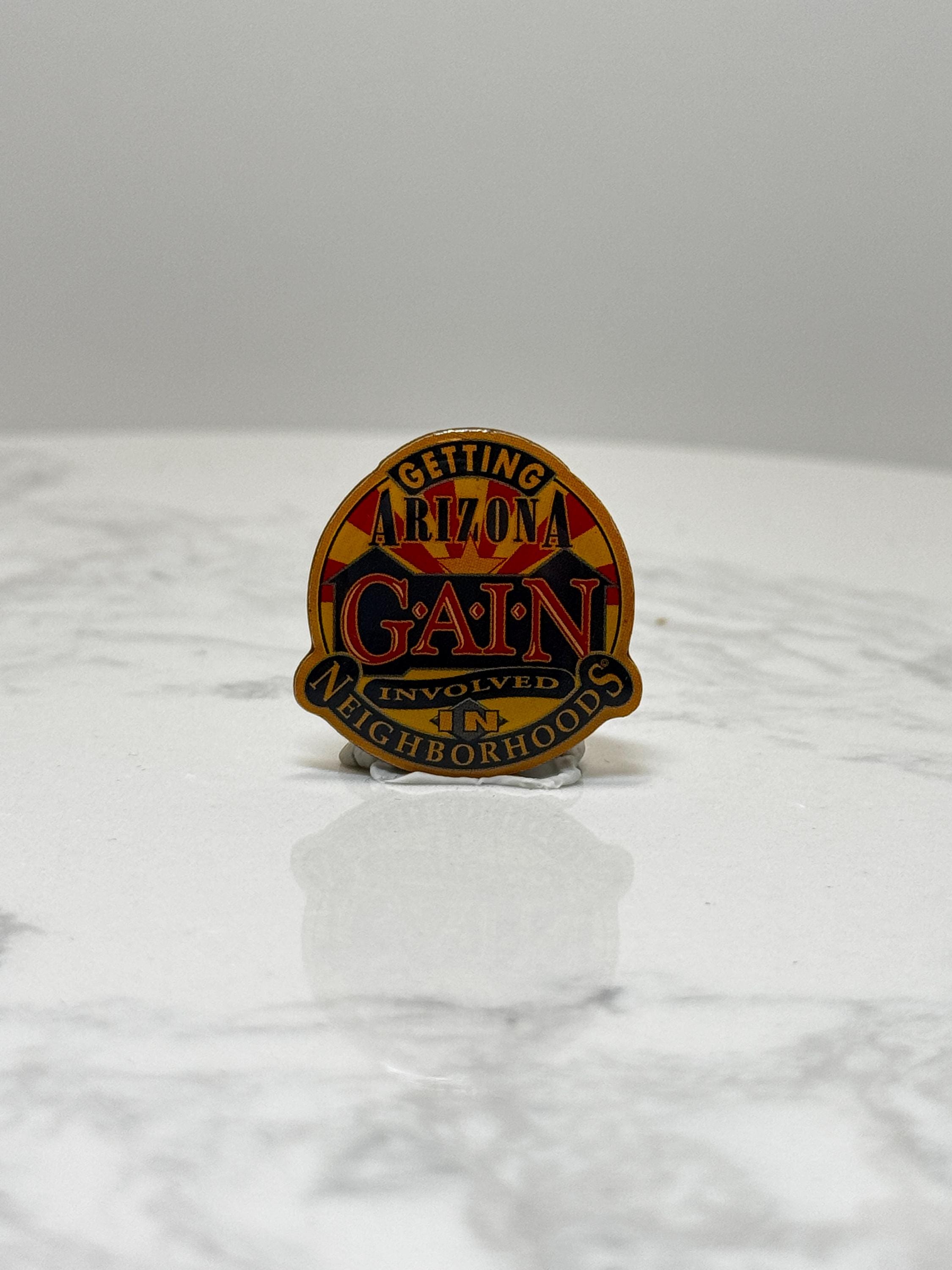 Arizona G.A.I.N. Lapel Pin: Red & Gold Enamel - Community Safety Accessory