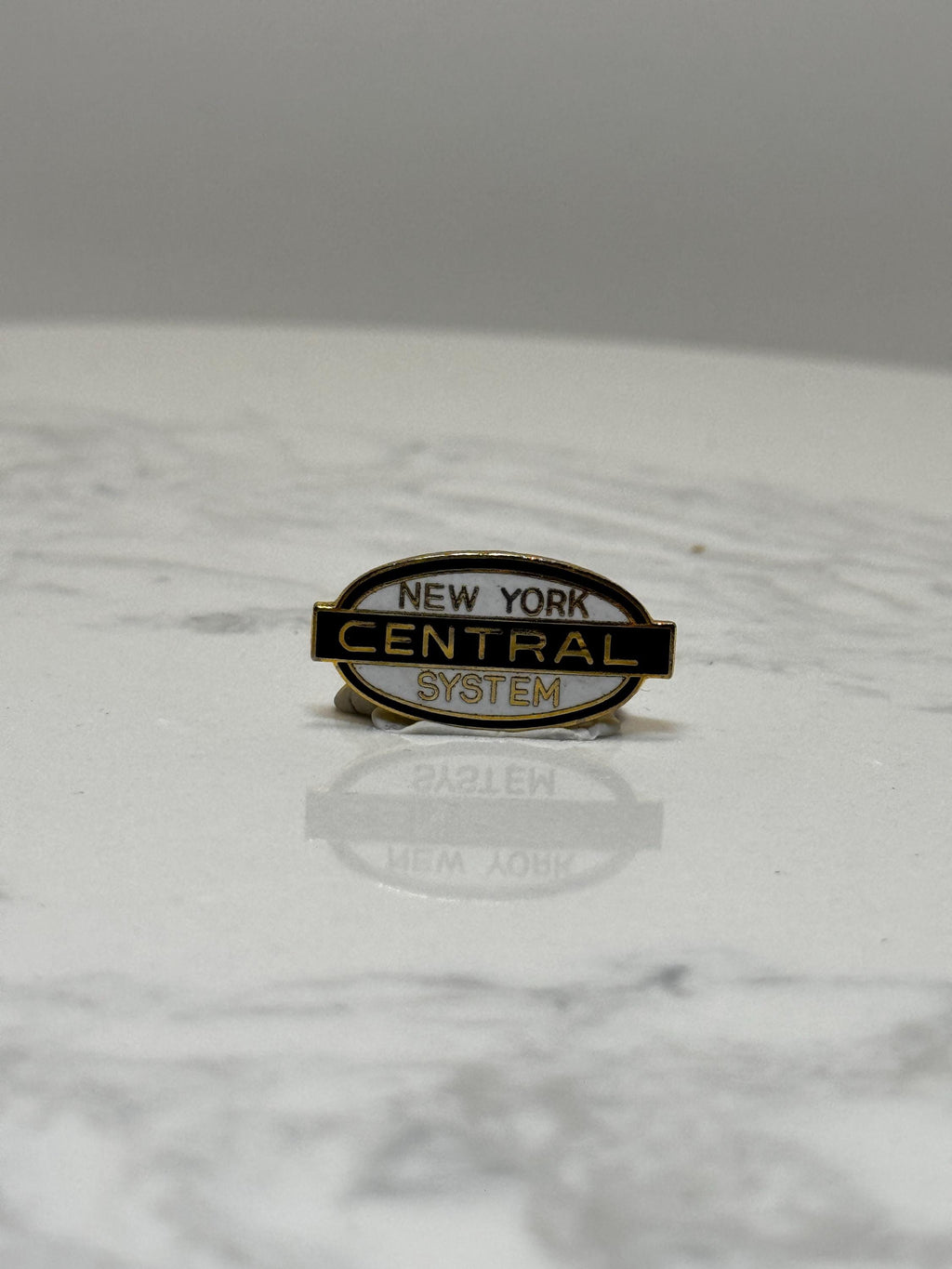 New York Central System Pin: Black & Gold Enamel - Vintage Railroad Accessory