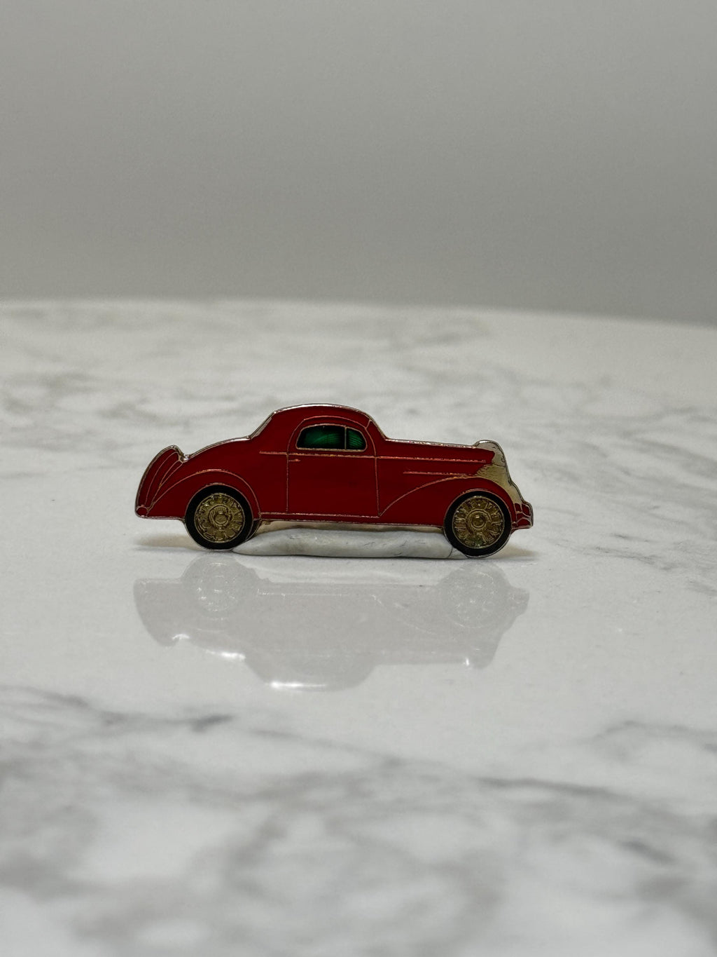 1936 Ford Coupe Style Pin: Red Classic 30s Art Deco Enamel Car Pin