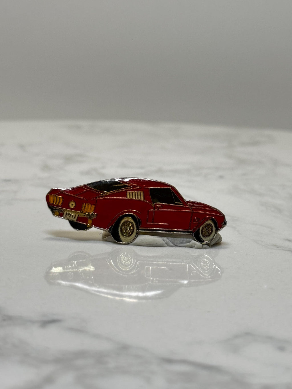 1967 to 1968 Ford Mustang Fastback Pin: Classic Red Muscle Car Enamel Pin