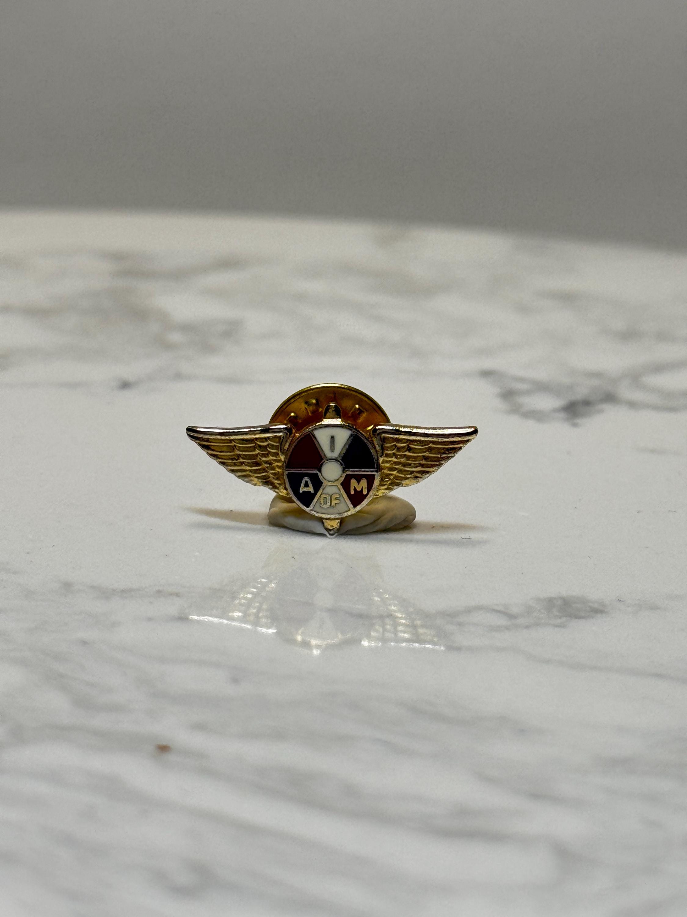 Vintage IAM Machinists Union Pin: International Association Aerospace Workers Badge