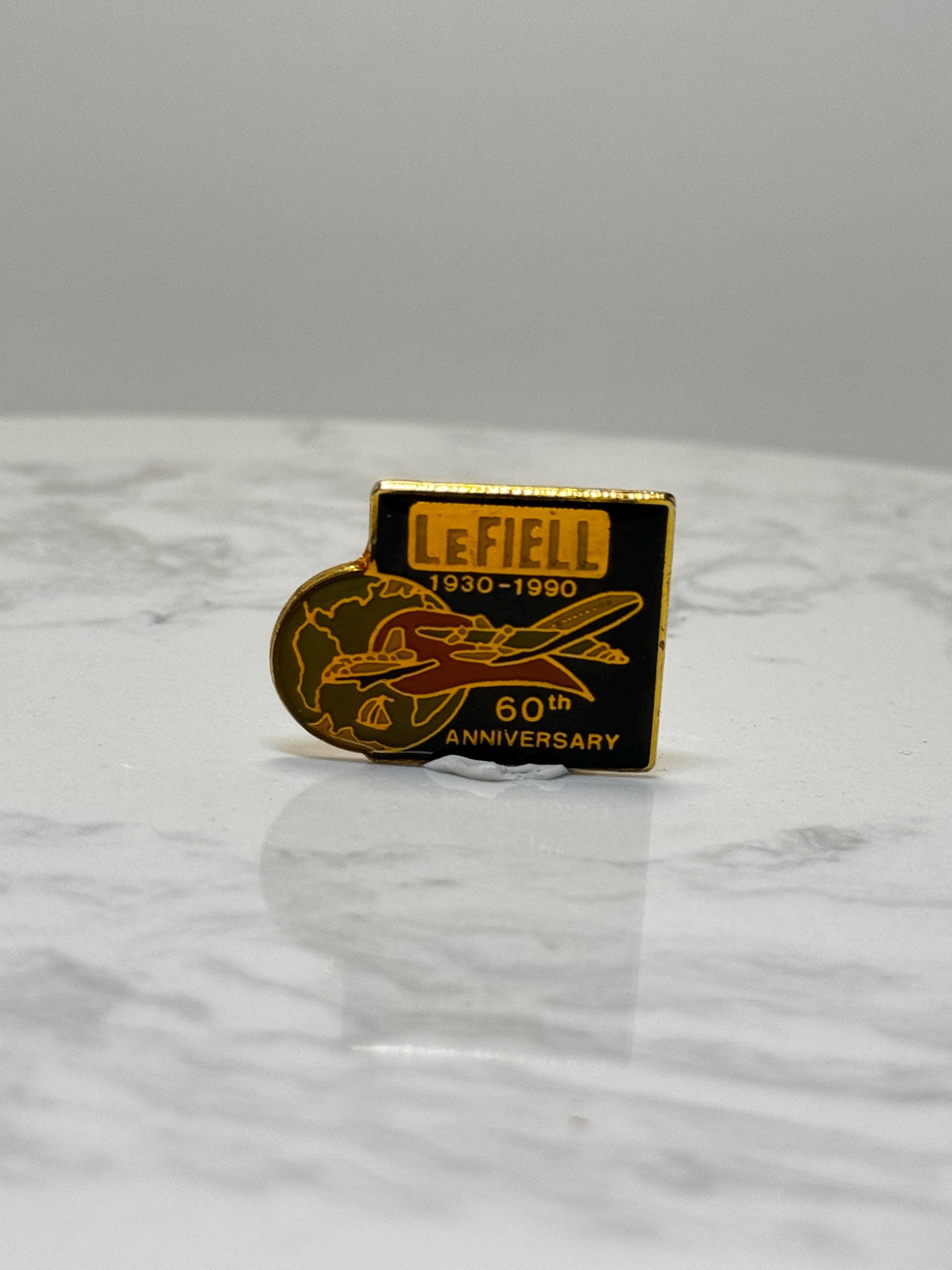Lefiell 60th Anniversary Pin: Black Enamel Gold Trim - 1990s Commemorative Accessory