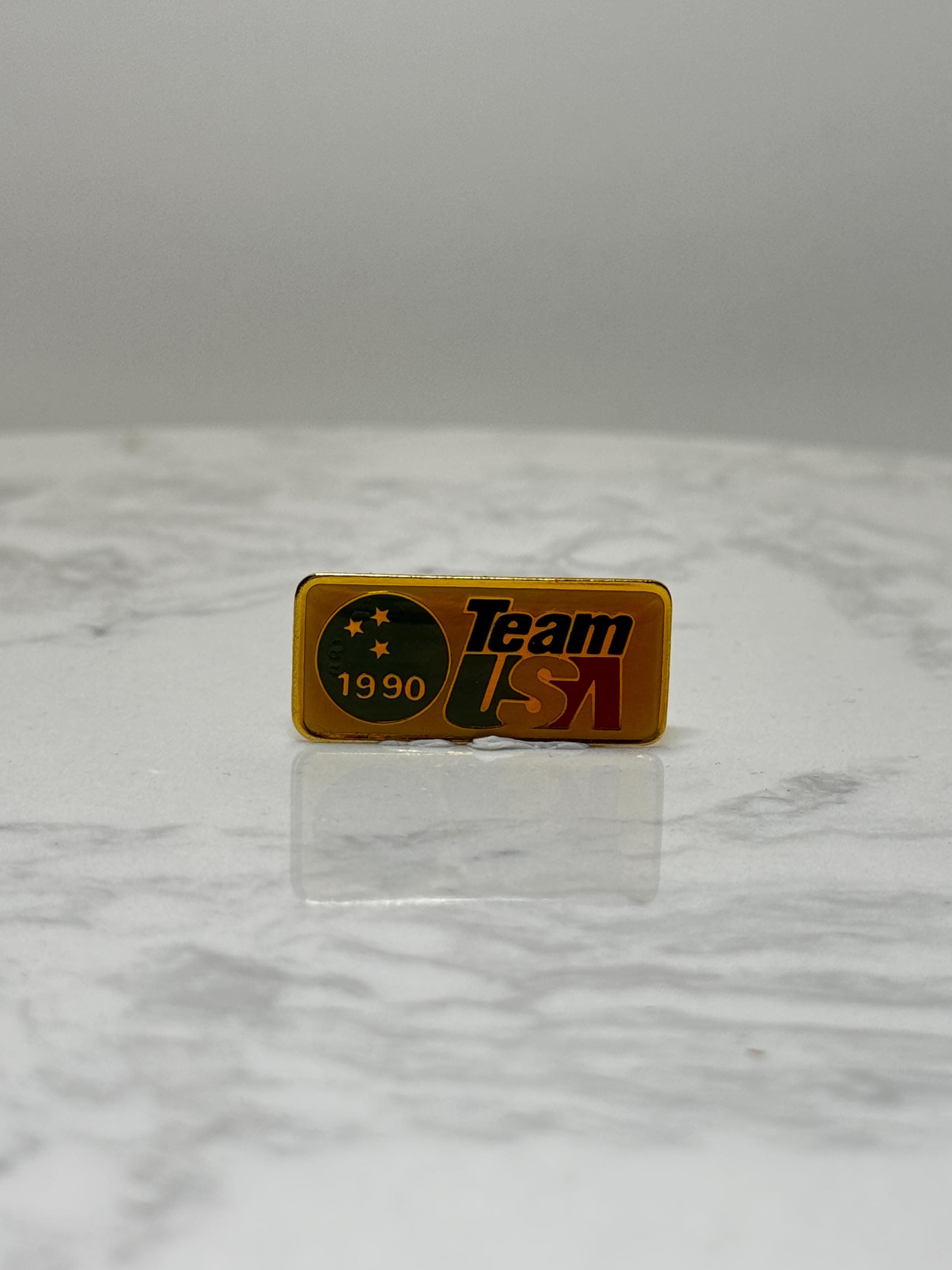 Team USA Lapel Pin: Gold Enamel Finish - 1990 Sports Accessory