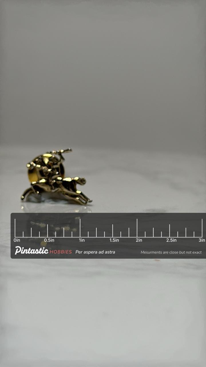 Polo Rider Lapel Pin: Gold Tone Finish - Vintage Style Accessory with ruler overlay for size reference