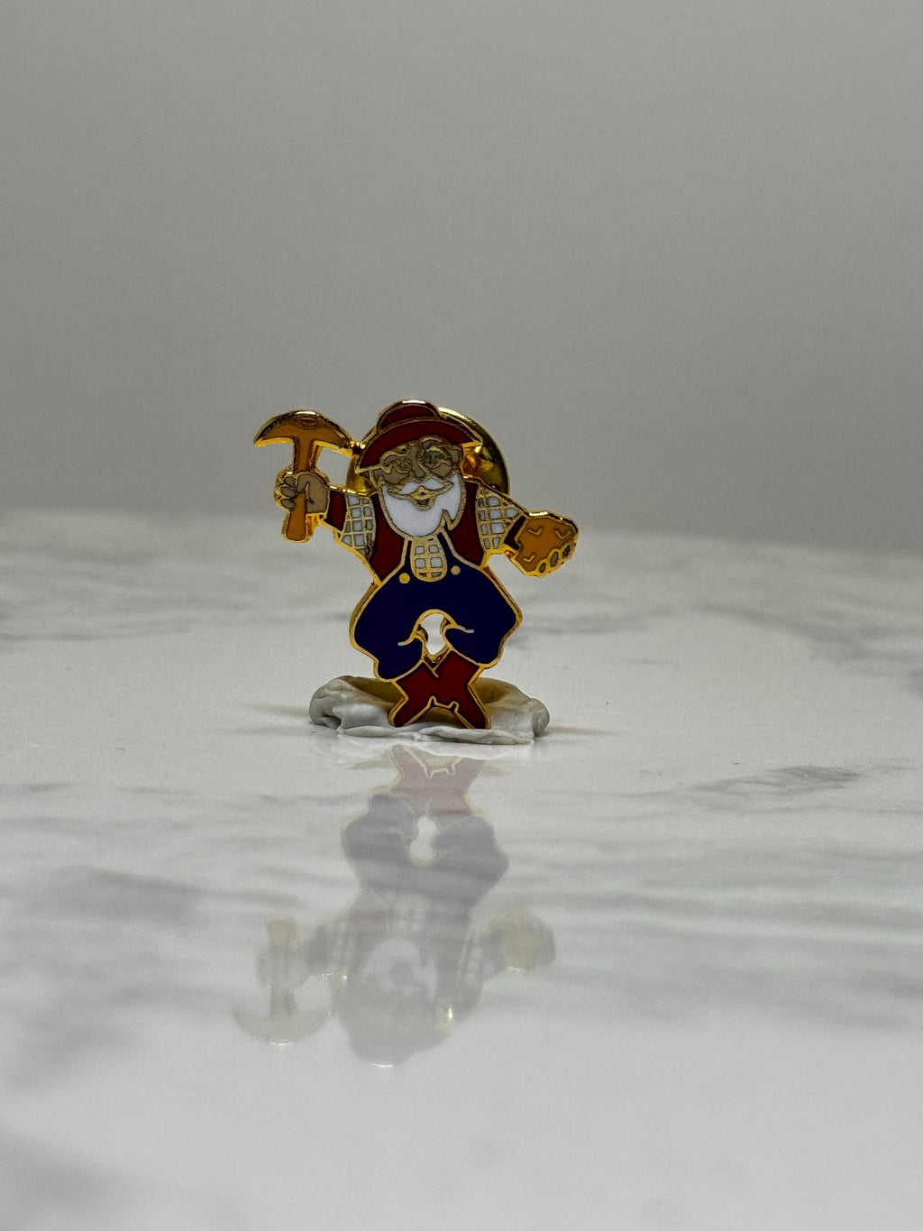Miner Character Pin: Gold-Tone Enamel - Vintage Style Accessory