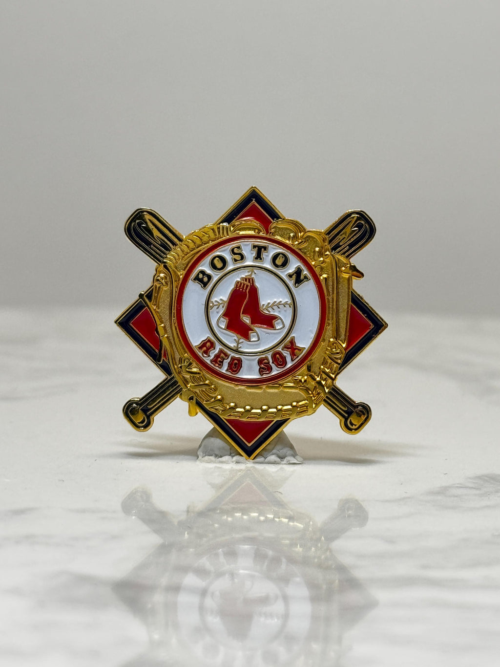 Boston Red Sox Baseball Pin: Red White Gold Enamel - MLB Sports Accessory