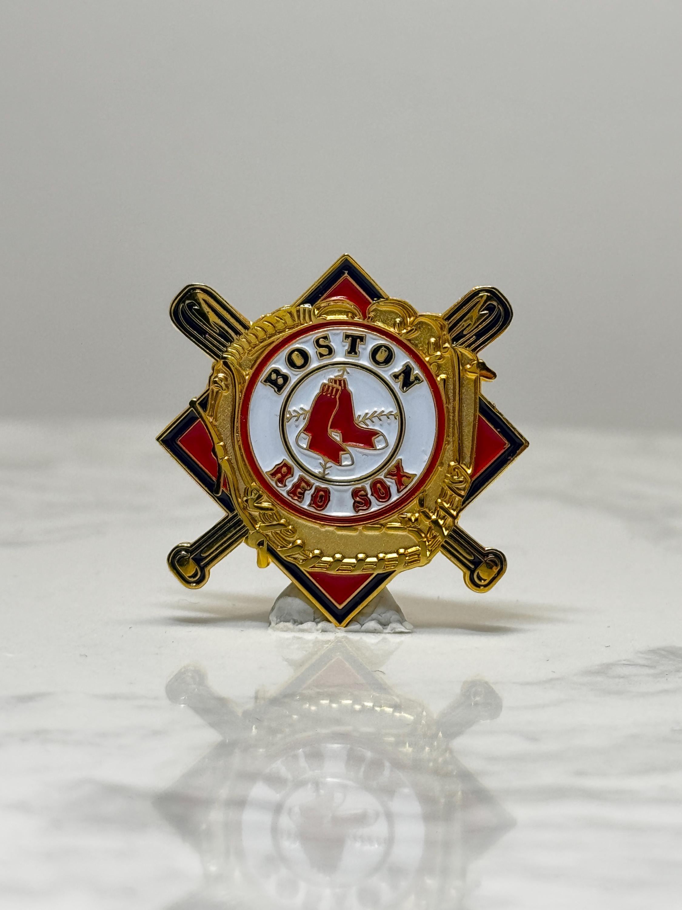 Boston Red Sox Baseball Pin: Red White Gold Enamel - MLB Sports Accessory