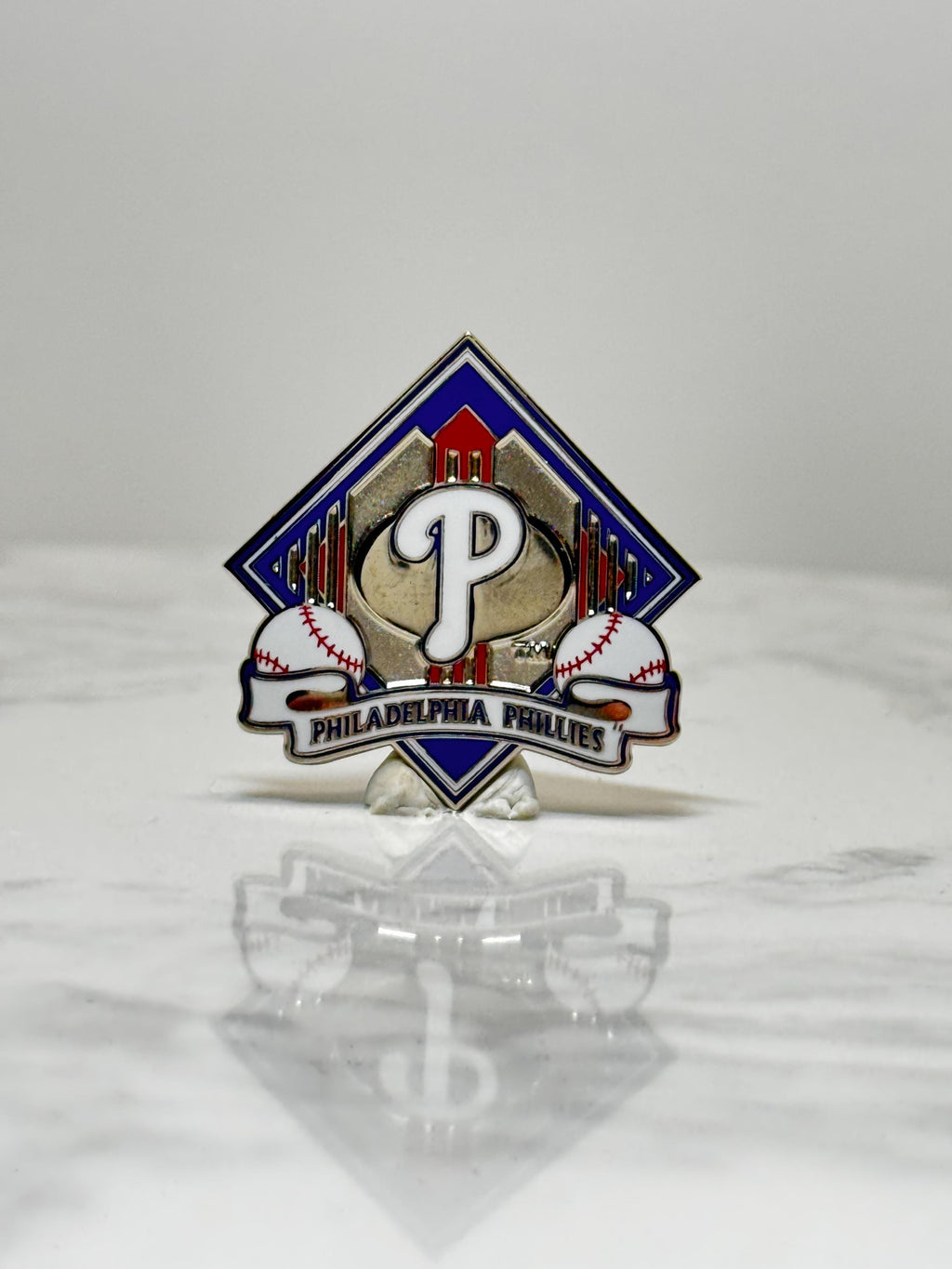 Philadelphia Phillies Baseball Pin: Enamel & Silver Tone - Sports Fan Accessory