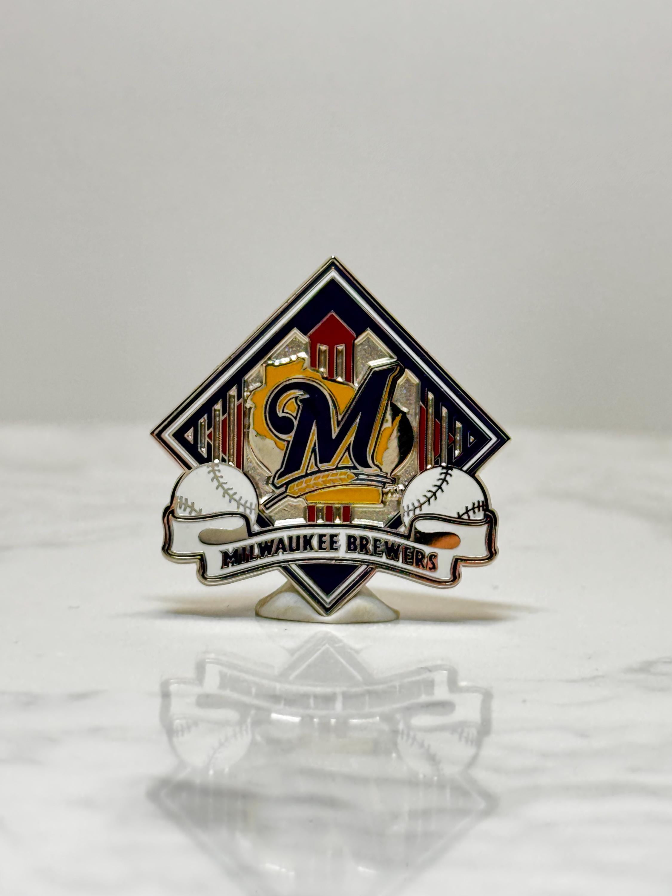 Milwaukee Brewers Baseball Pin: Enamel Silver Tone - MLB Sports Accessory