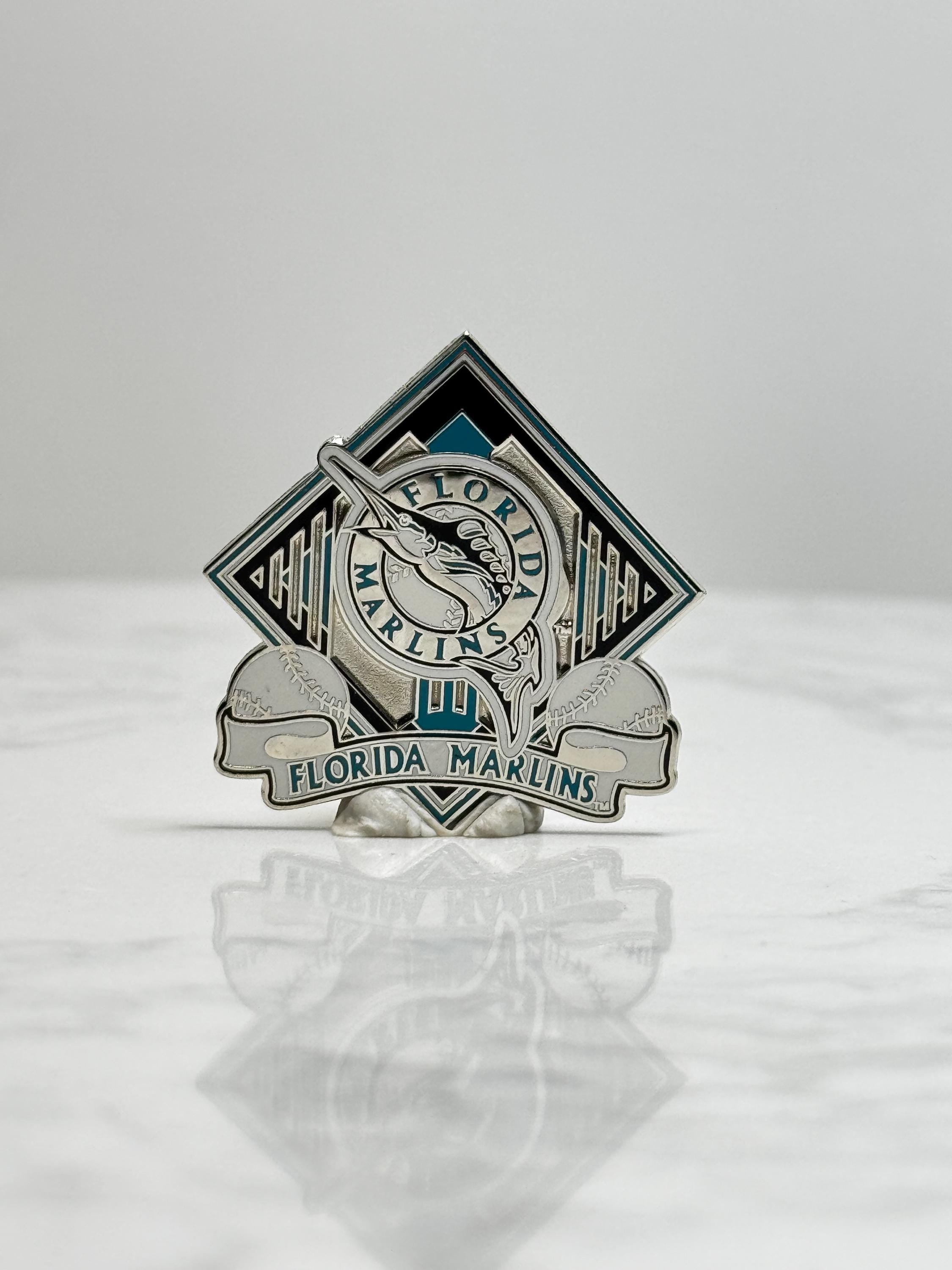 Florida Marlins Baseball Pin: Silver & Teal Enamel - MLB Collectible Accessory