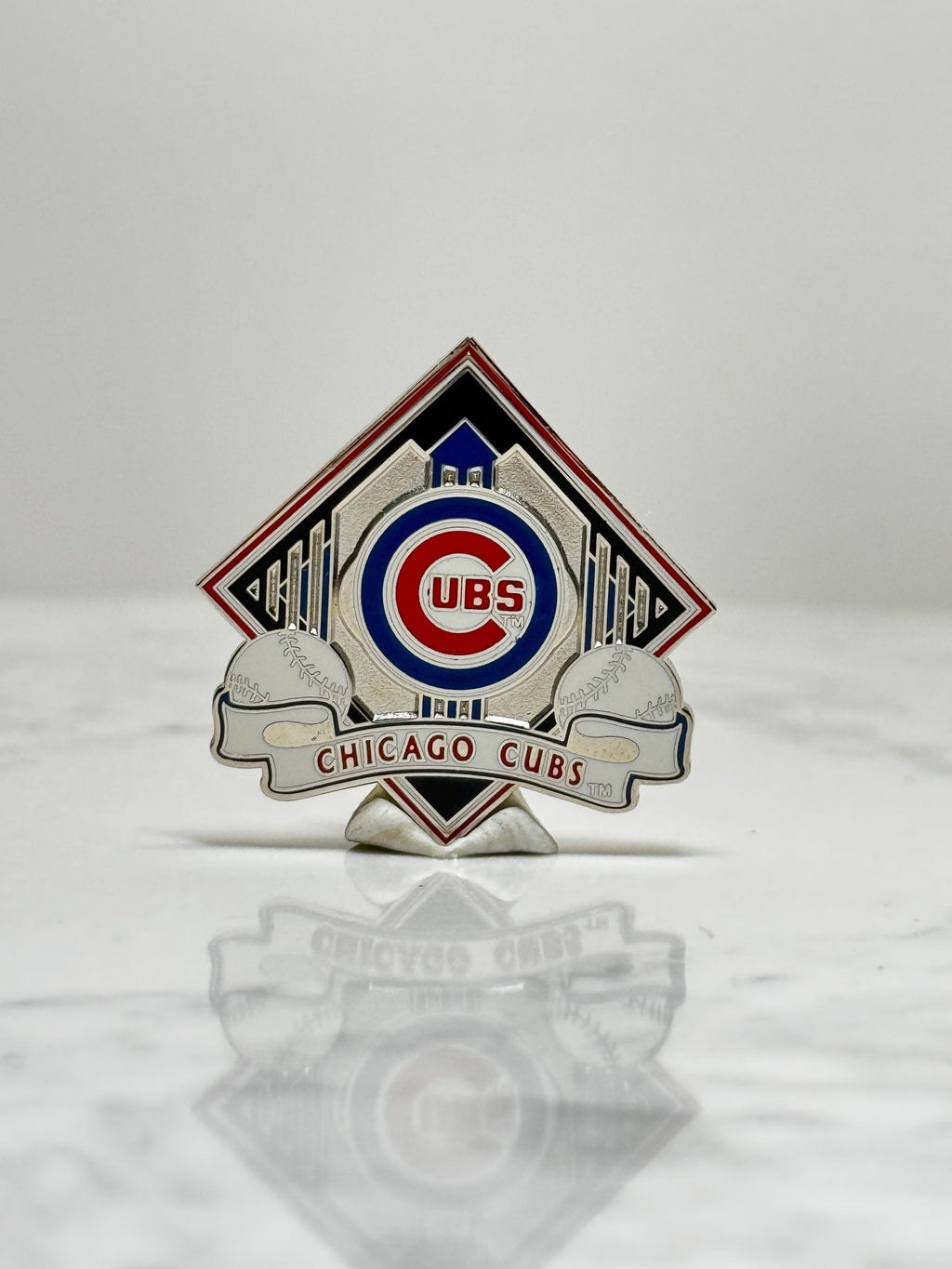 Chicago Cubs Baseball Pin: Silver Red Blue Enamel - MLB Fan Accessory
