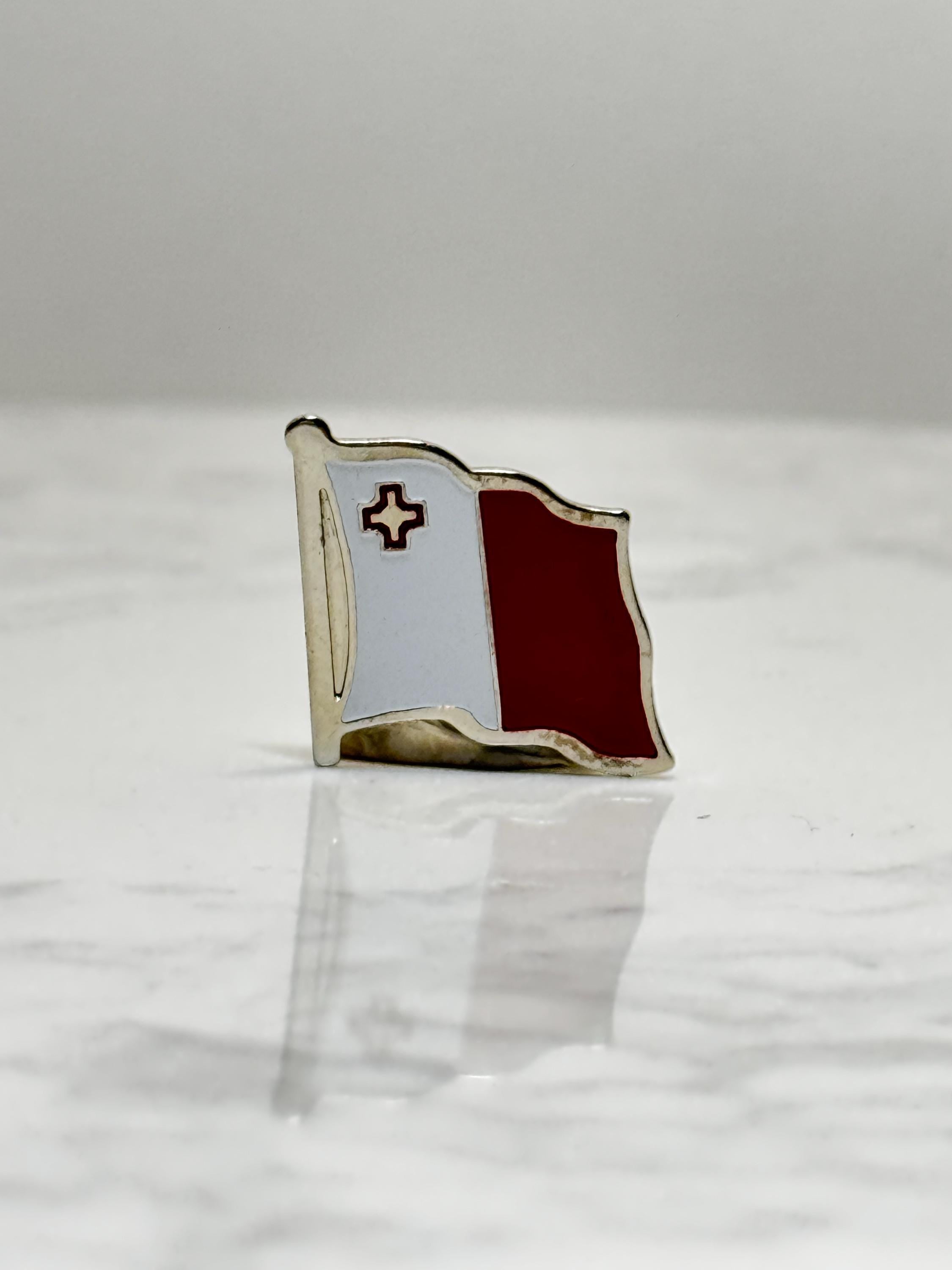 Malta Flag Pin: Gold Trim Enamel - Patriotic Travel Accessory