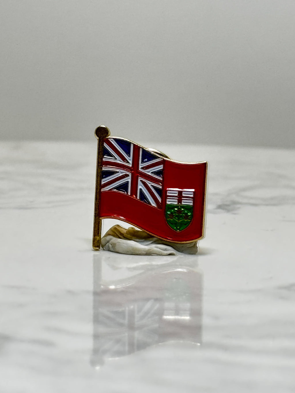 Ontario Flag Lapel Pin: Gold-Tone Enamel - Vintage Patriotic Accessory