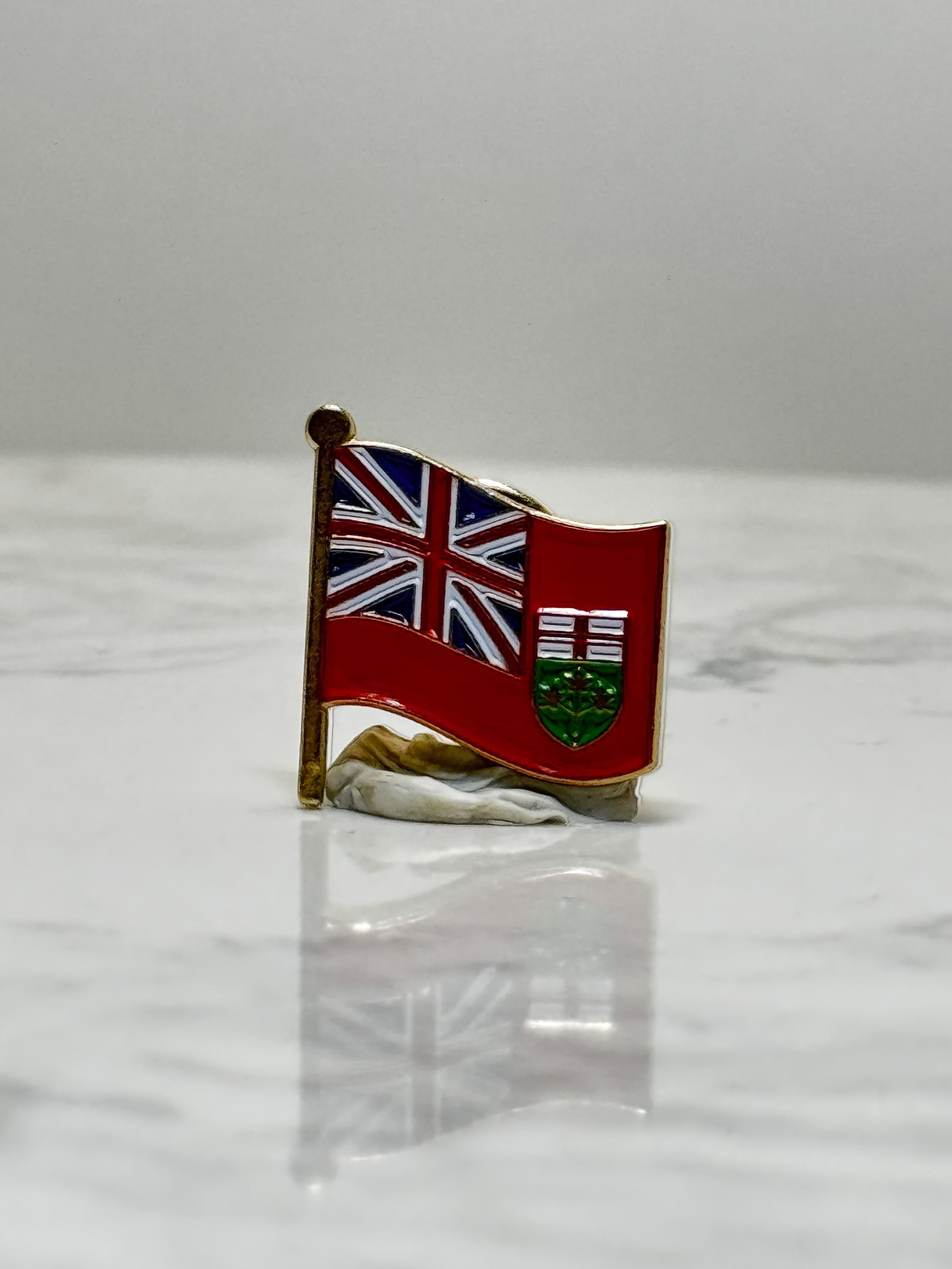 Ontario Flag Lapel Pin: Gold-Tone Enamel - Vintage Patriotic Accessory