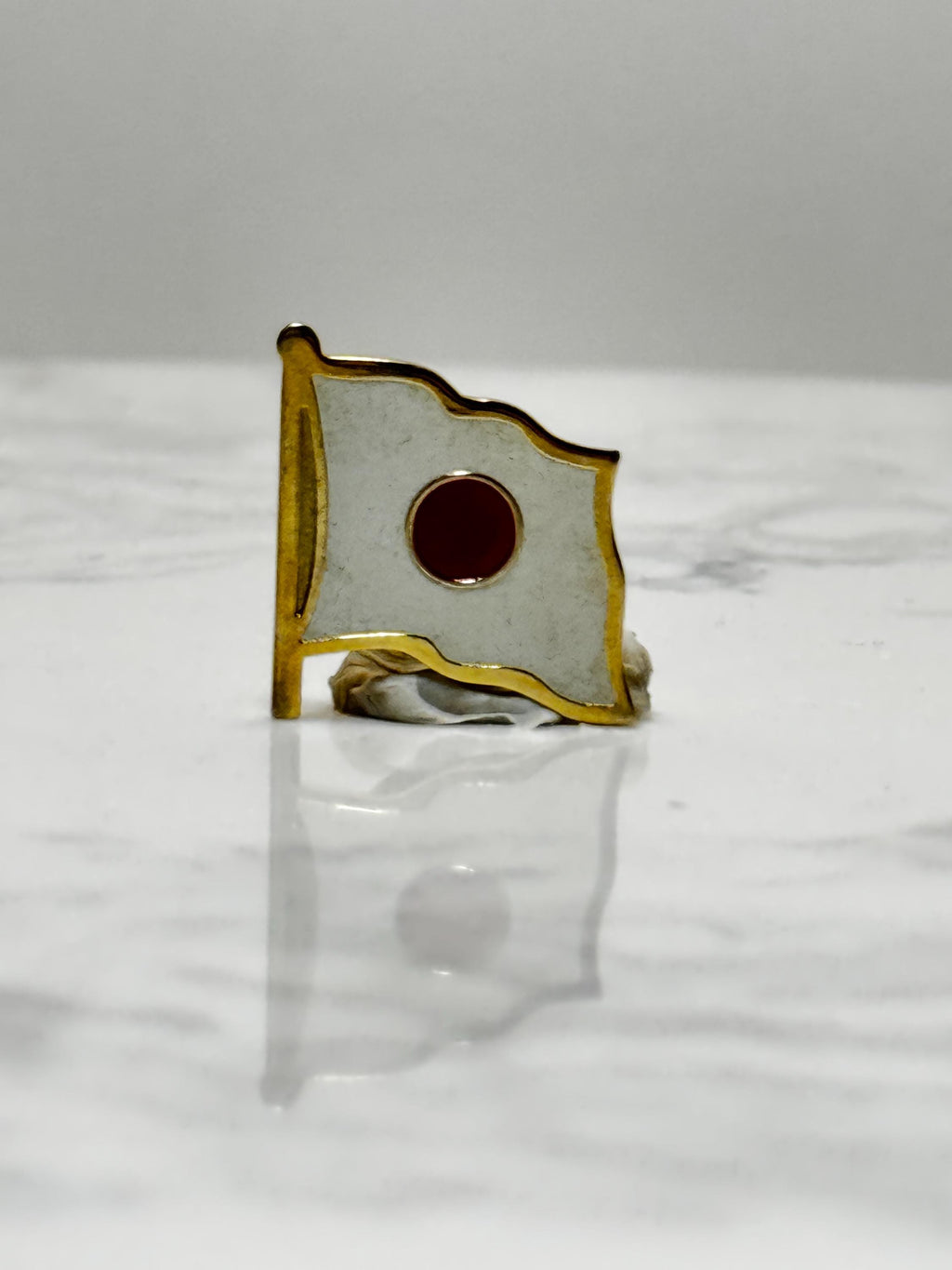 Japan Flag Lapel Pin: Gold Trim Enamel - Vintage Travel Accessory
