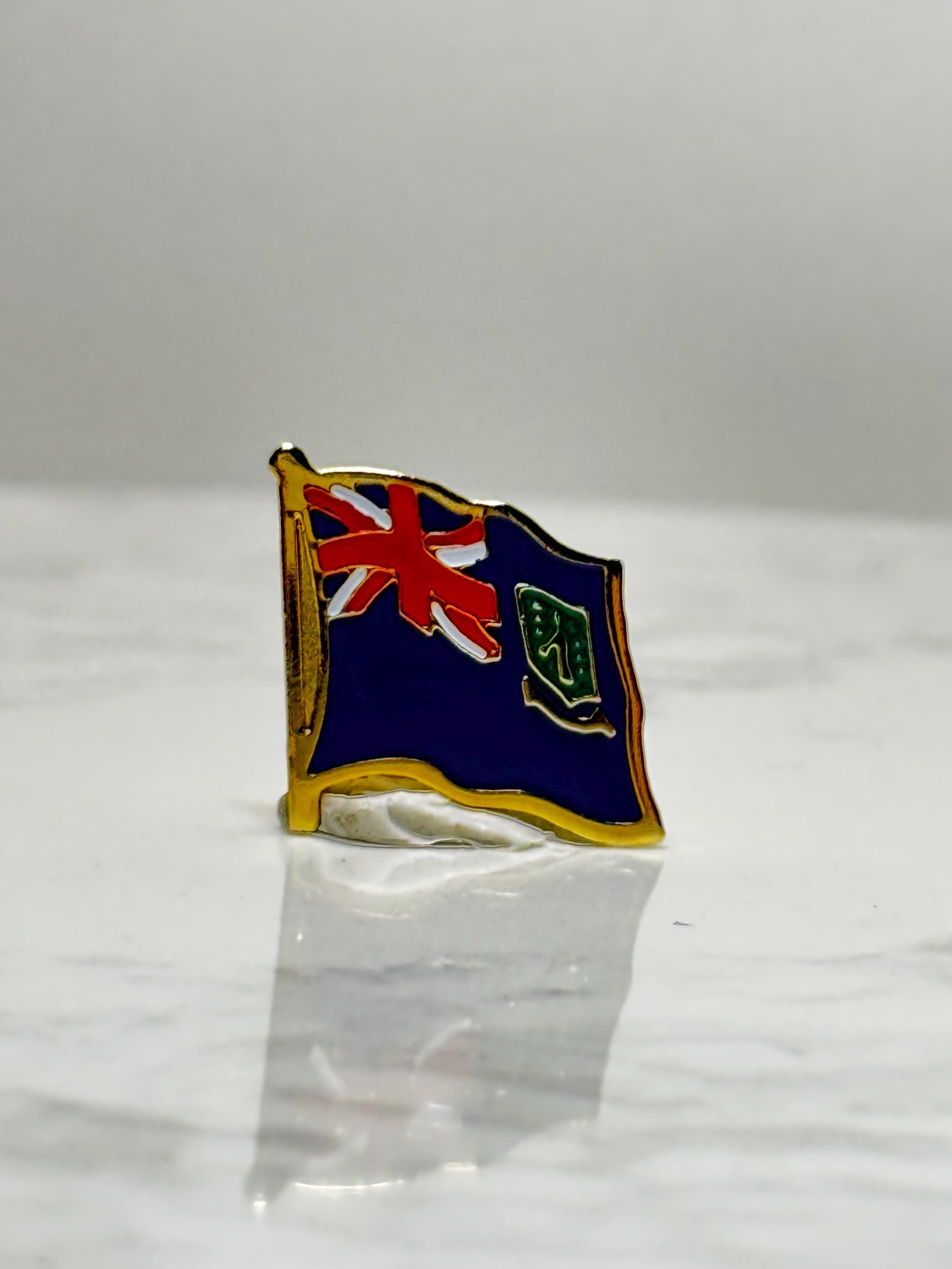 British Virgin Islands Flag Pin: Gold Trim Enamel - Travel Souvenir Accessory