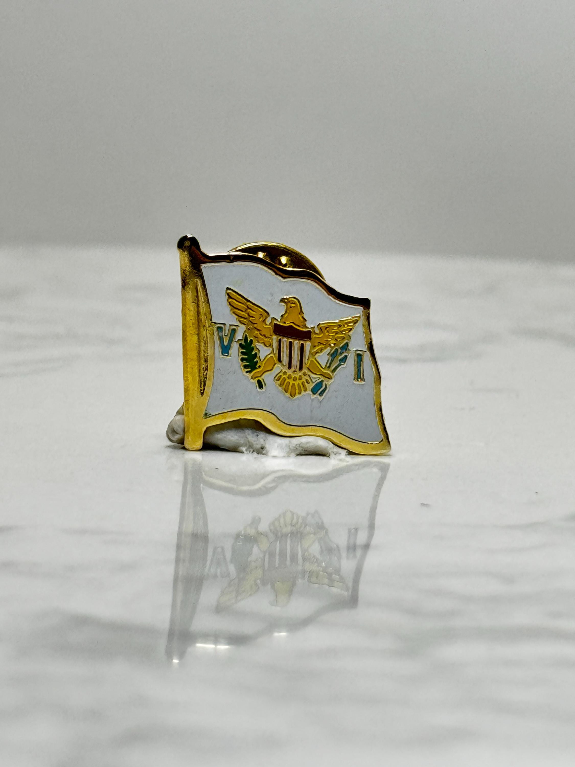 US Virgin Islands Flag Pin: Gold Trim Enamel - Patriotic Travel Accessory