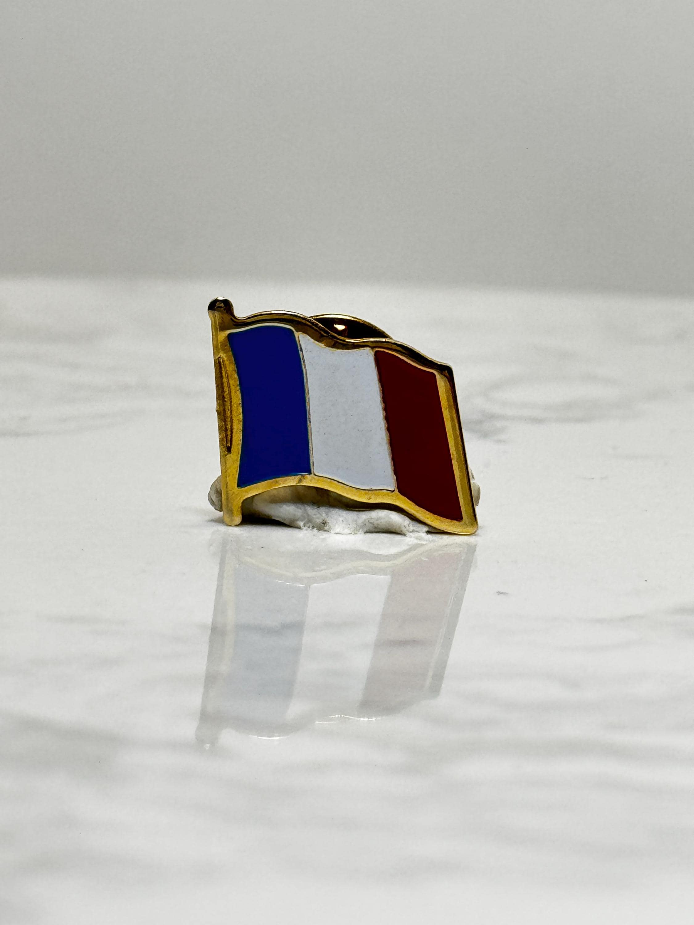 France Flag Lapel Pin: Gold Trim Enamel - Patriotic Accessory