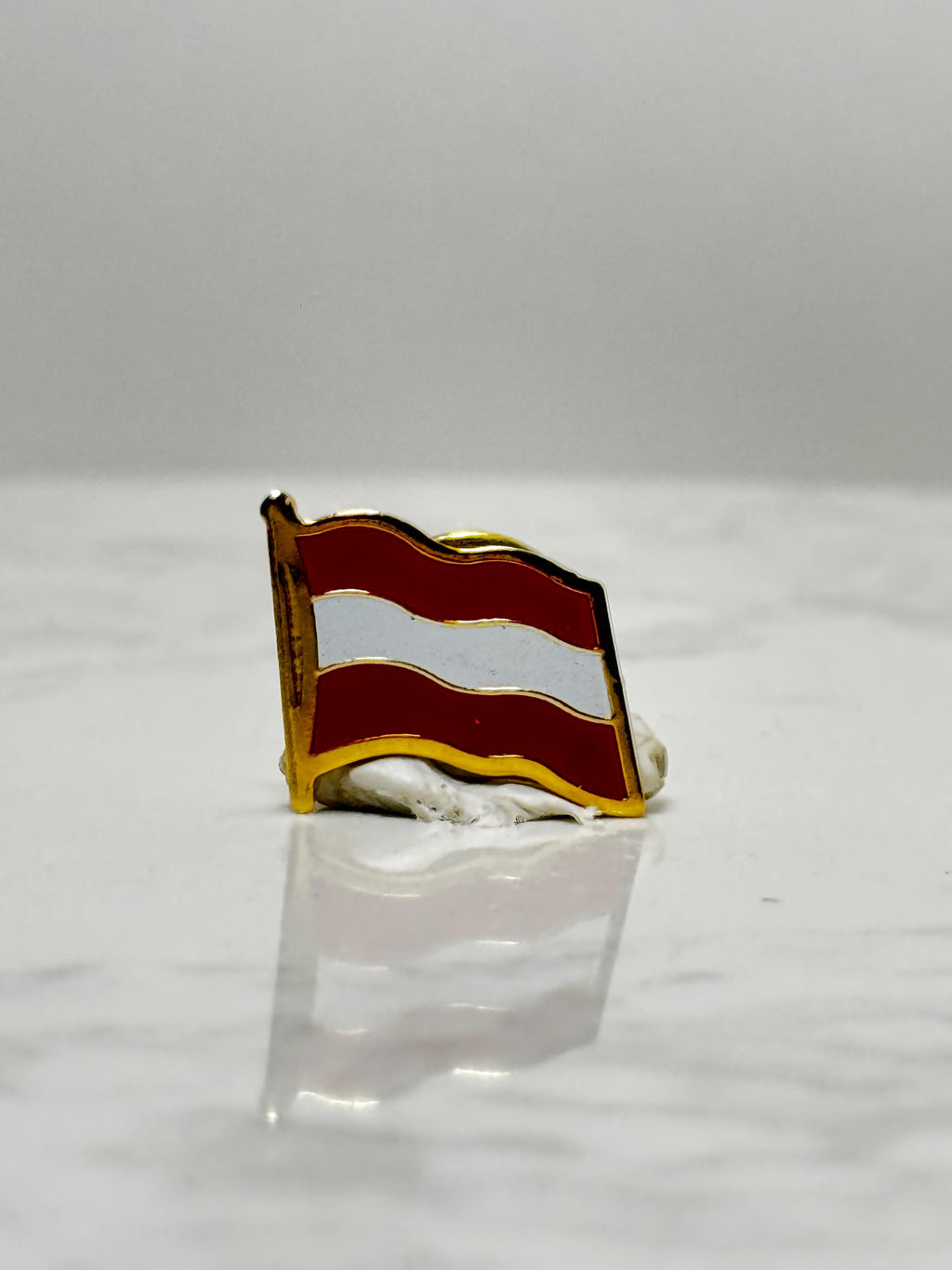 Austria Flag Lapel Pin: Red White Enamel - Vintage Travel Accessory