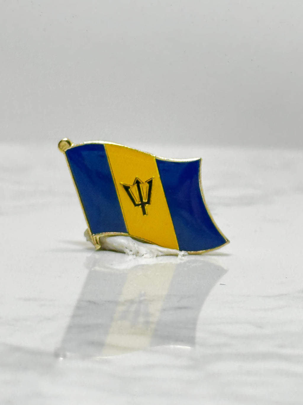 Barbados Flag Pin: Enamel Gold-Tone - Travel Souvenir Accessory